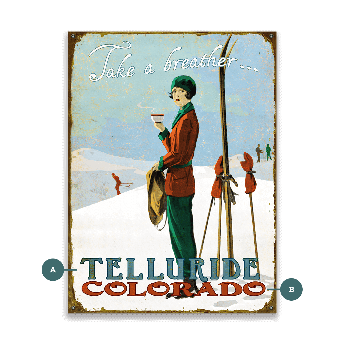 Take a Breather on the Slopes - Wood & Metal Wall Art
