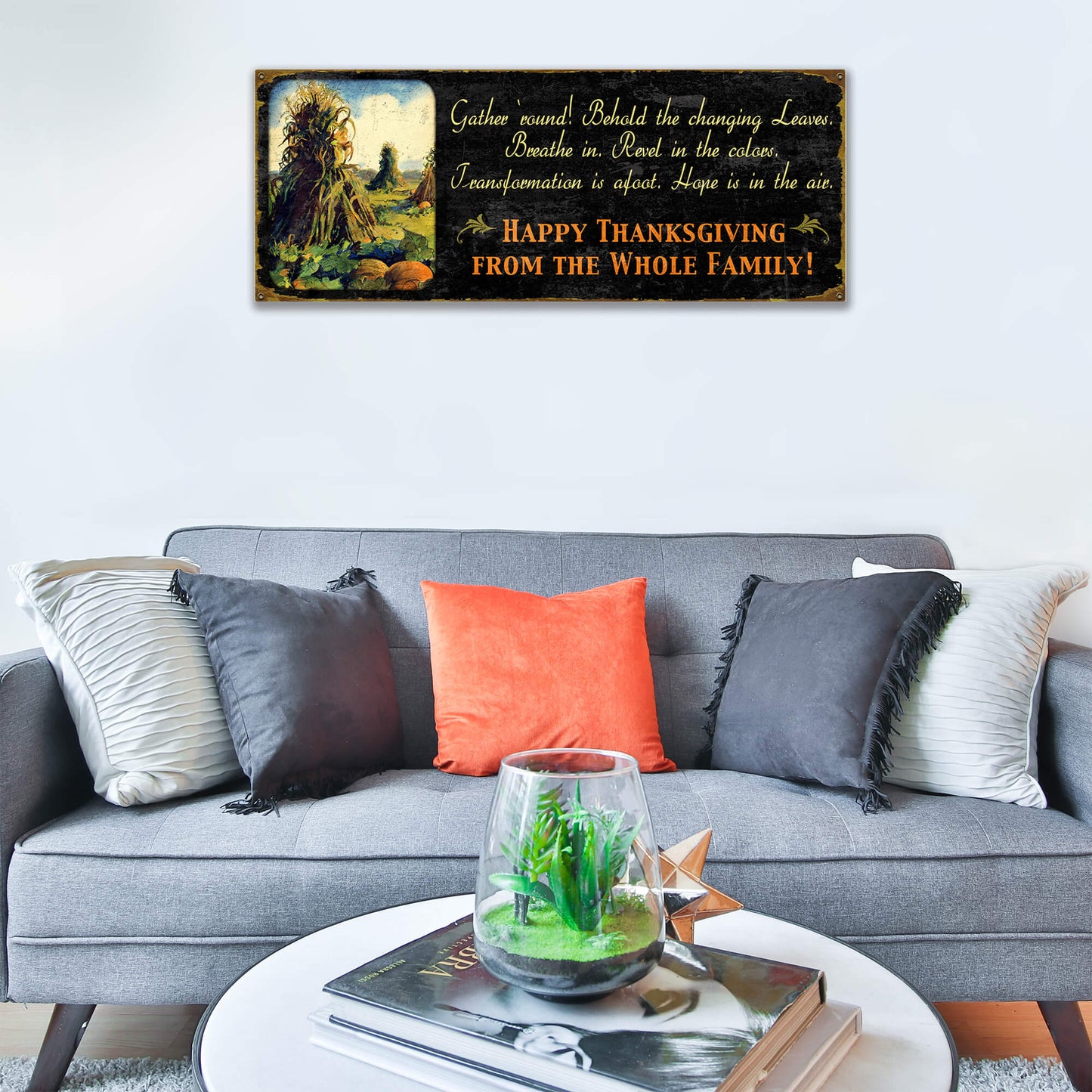 Gather 'Round, Happy Thanksgiving - Wood & Metal Wall Art