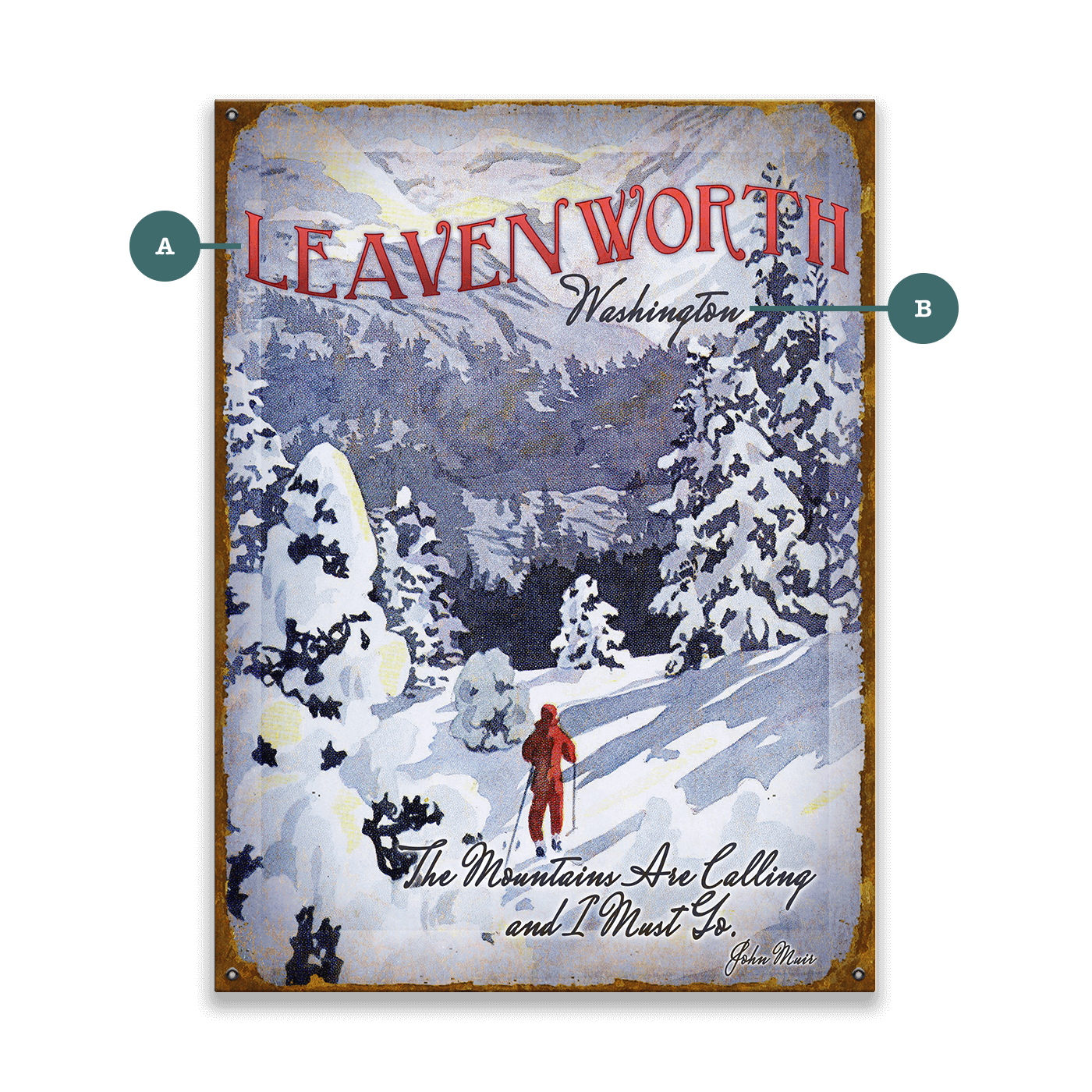 The Mountains are Calling: John Muir - Wood & Metal Wall Art