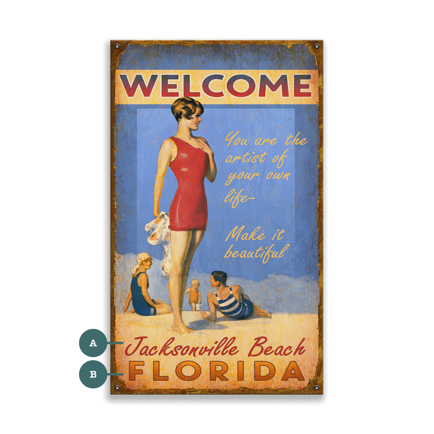 Seaside Greetings - Wood & Metal Wall Art