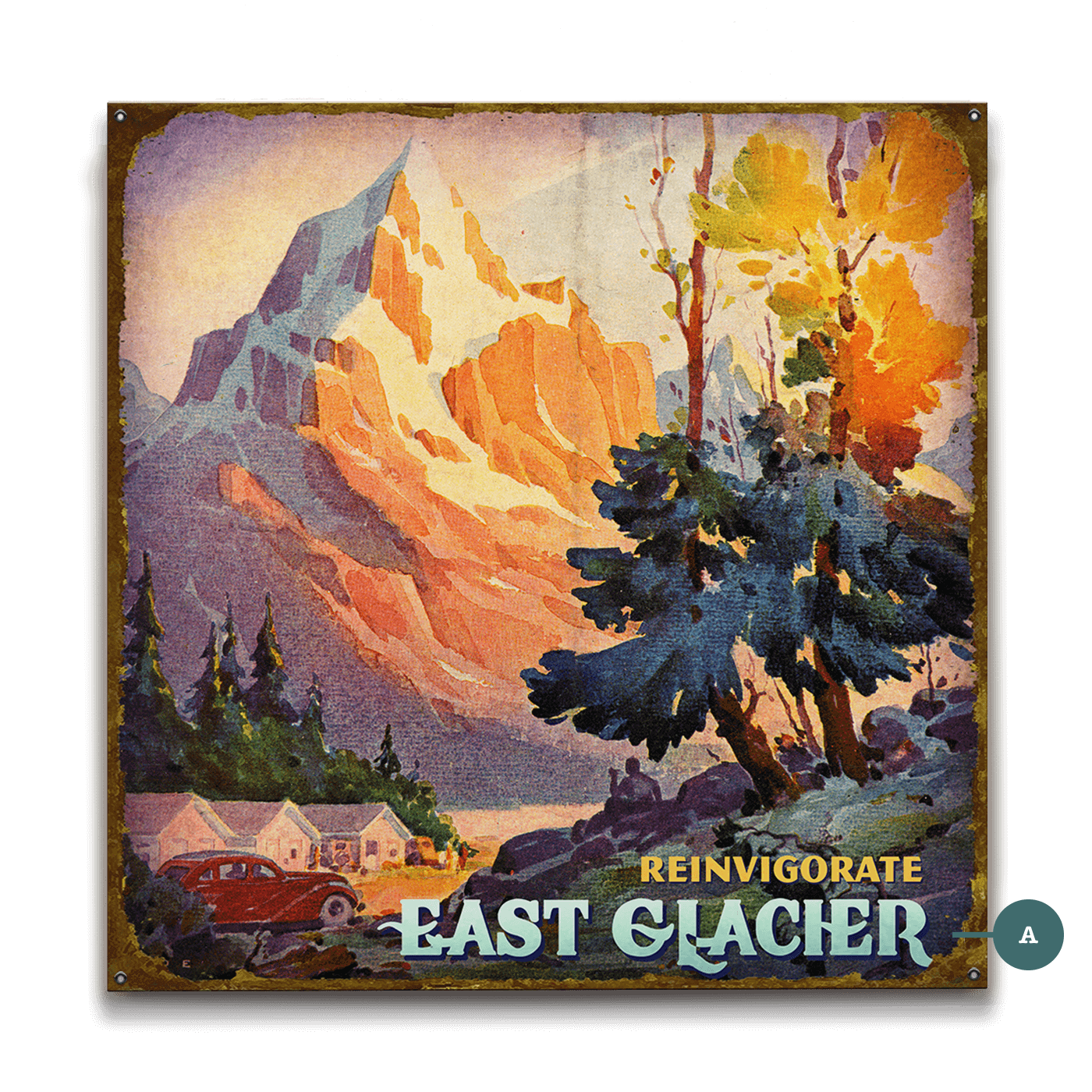 Reinvigorate: Mountain Cabin Scene - Wood & Metal Wall Art
