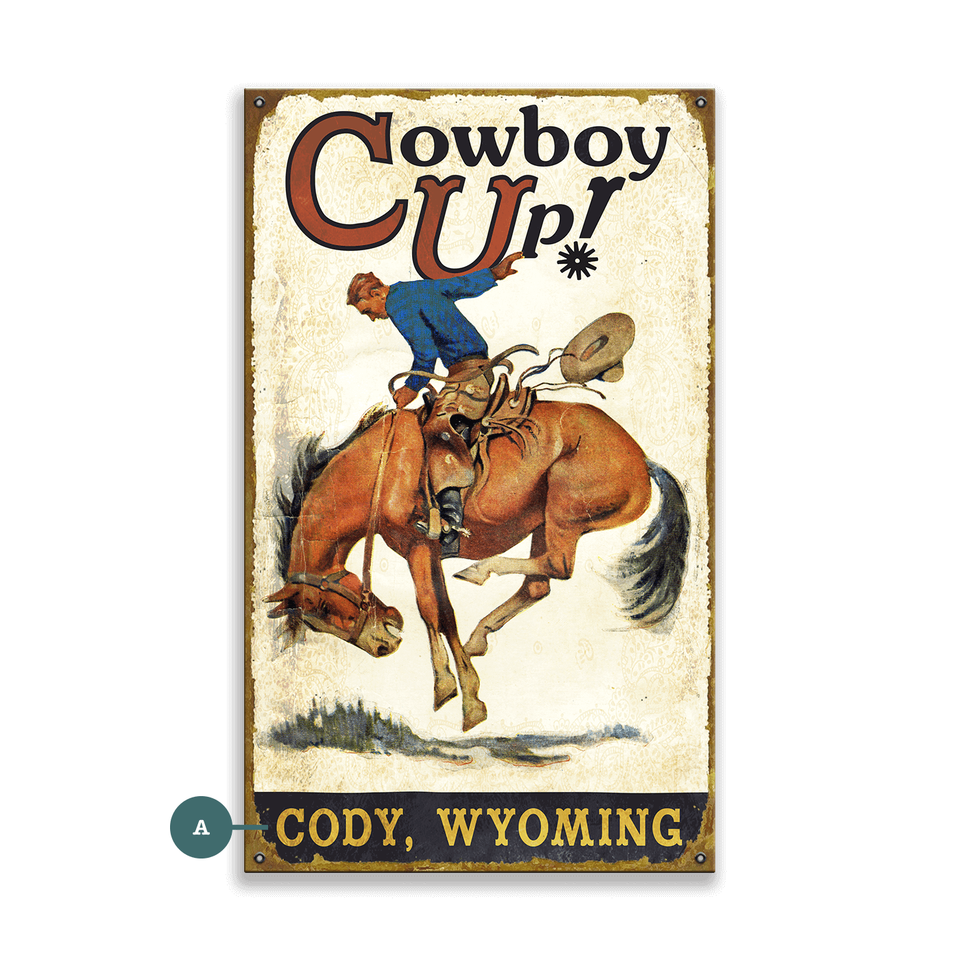 Cowboy Up: Personalized - Wood & Metal Wall Art