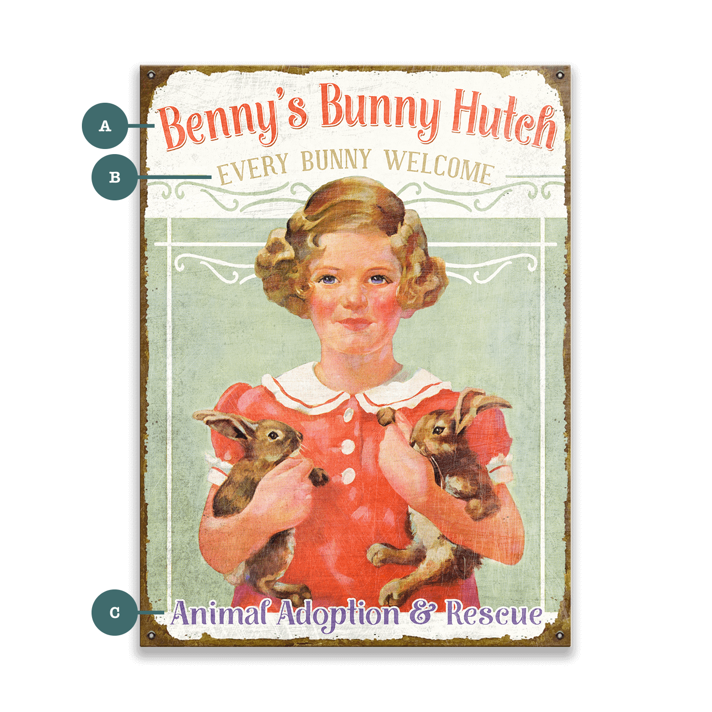 Every Bunny Welcome - Wood & Metal Wall Art