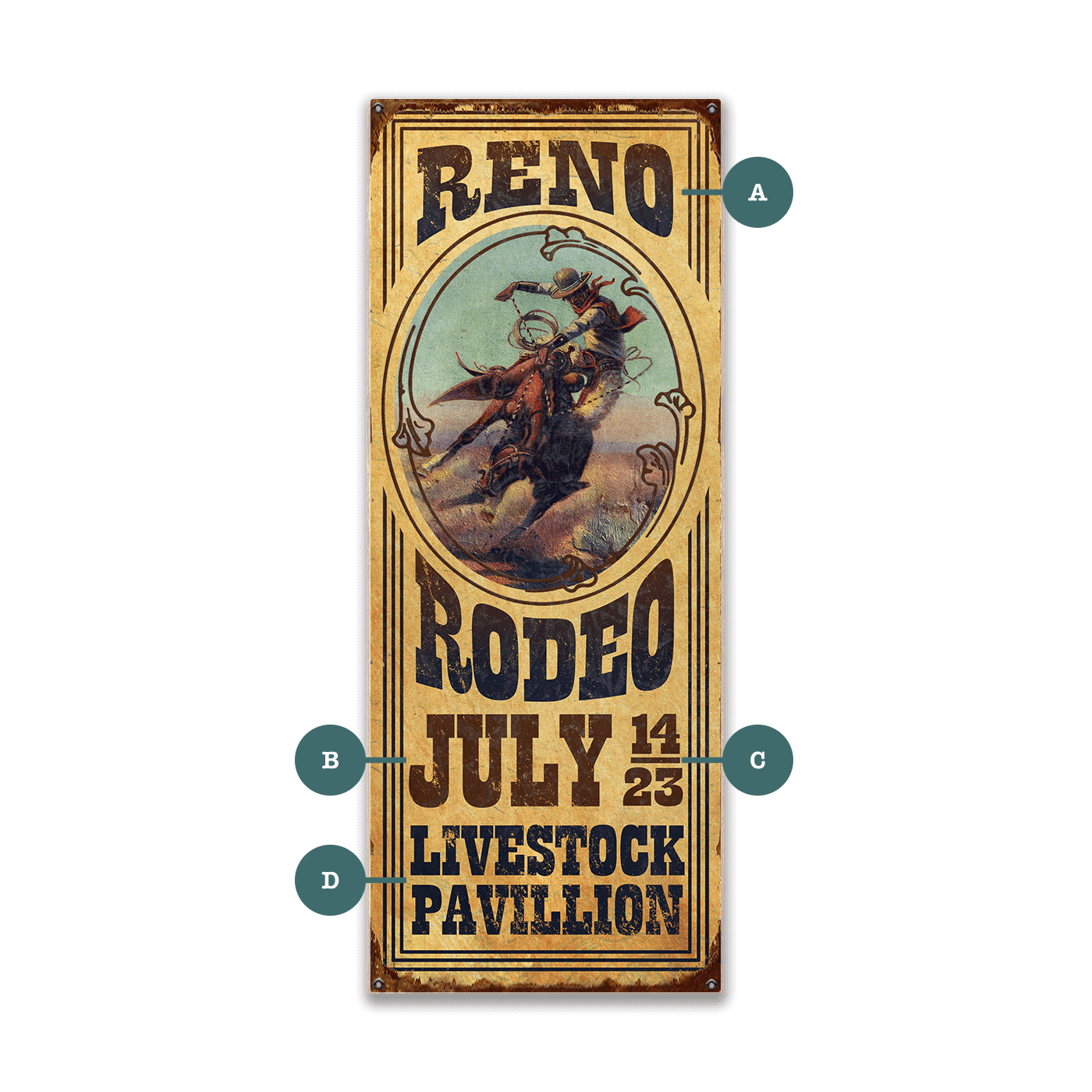 Reno Rodeo Cameo - Wood & Metal Wall Art