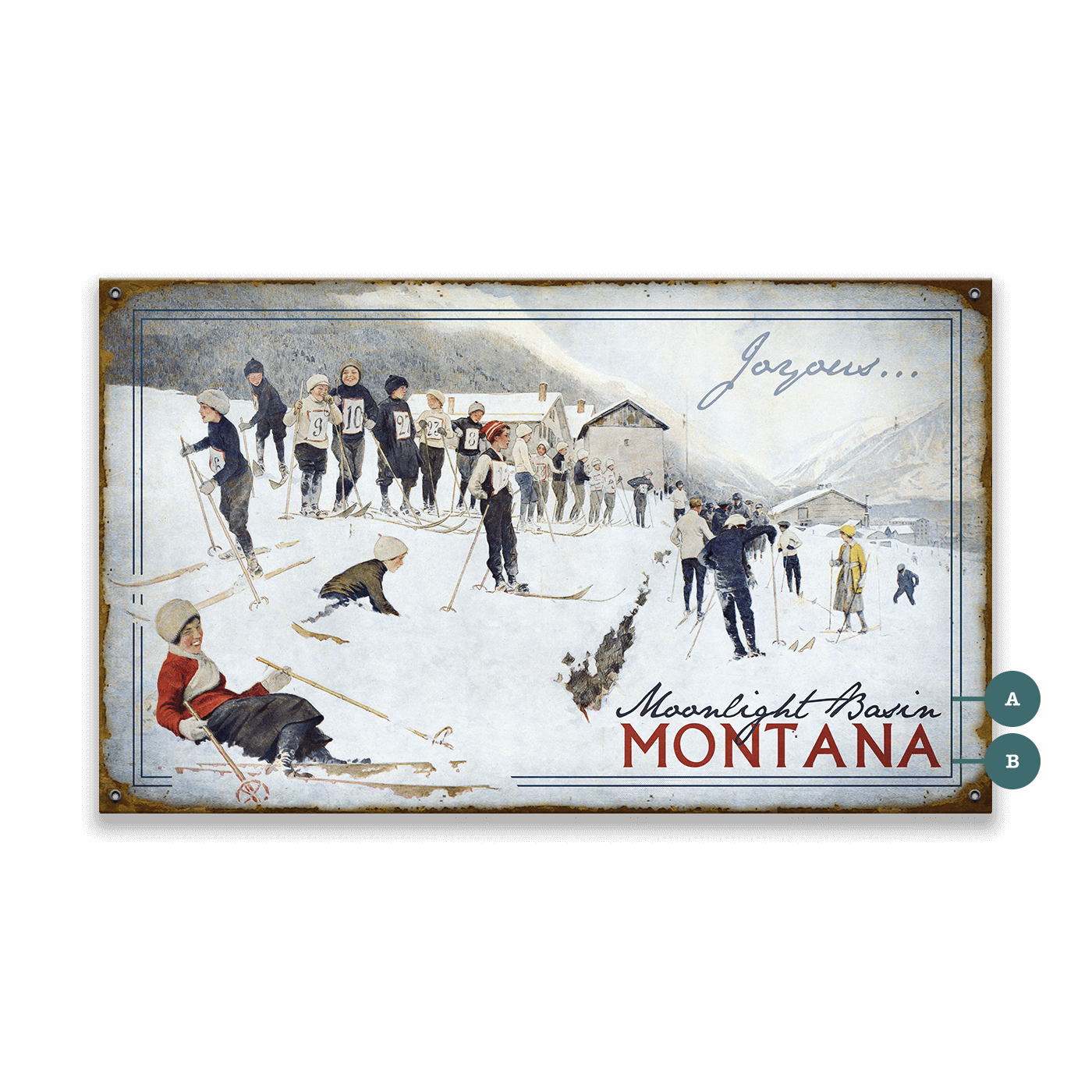 Joyous Skiing - Wood & Metal Wall Art