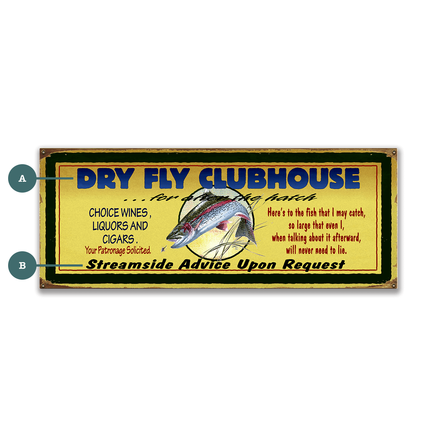 Dry Fly Fisherman's Clubhouse - Wood & Metal Wall Art