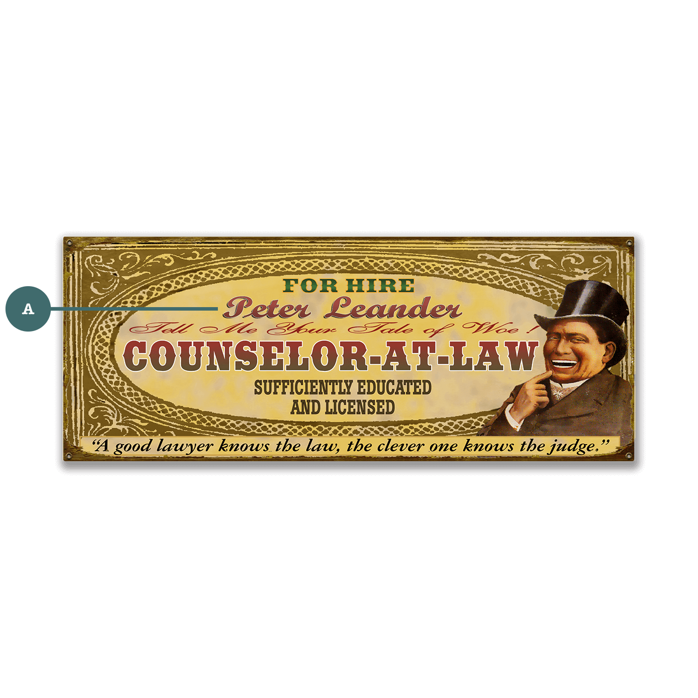 Legal Office - Counselor-at-Law: Male (Personalized) - Wood & Metal Wall Art