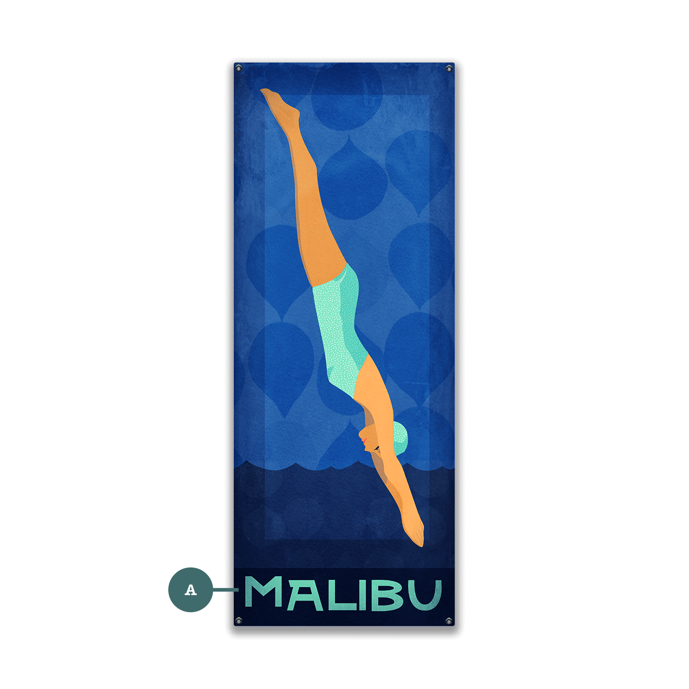 Diving Lady - Wood & Metal Wall Art
