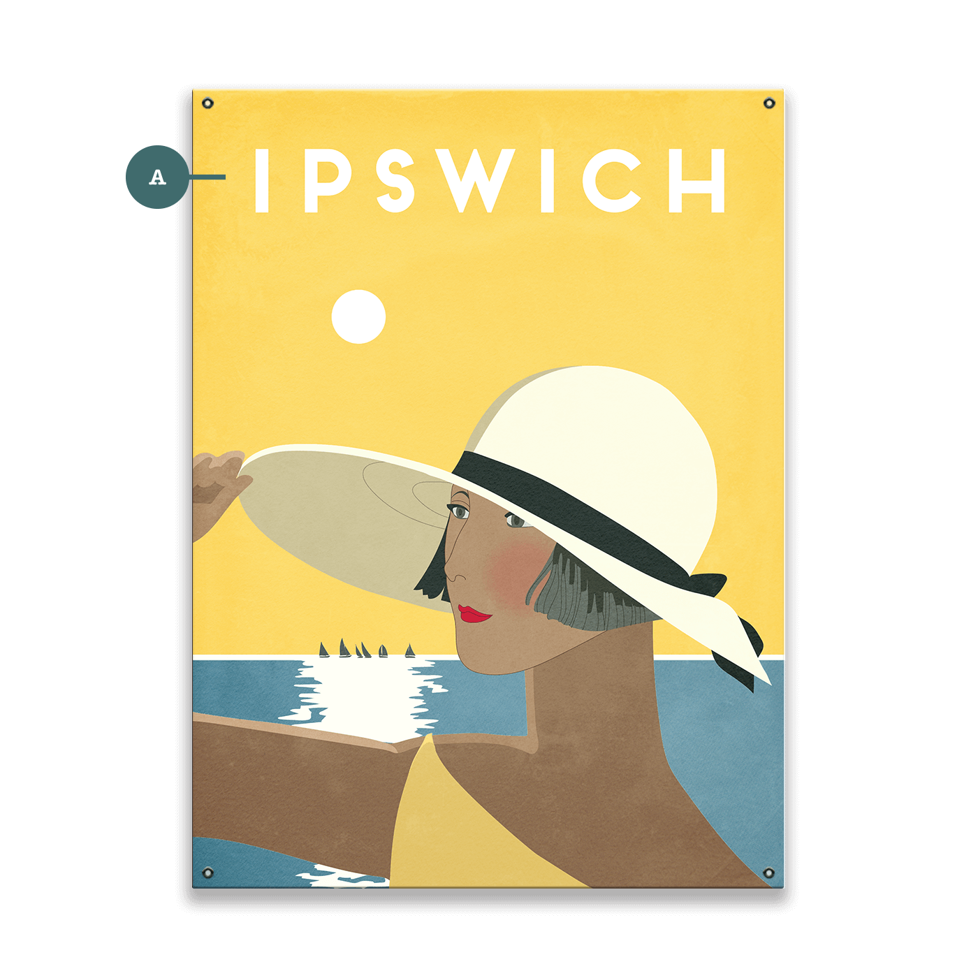White Sunhat - Wood & Metal Wall Art