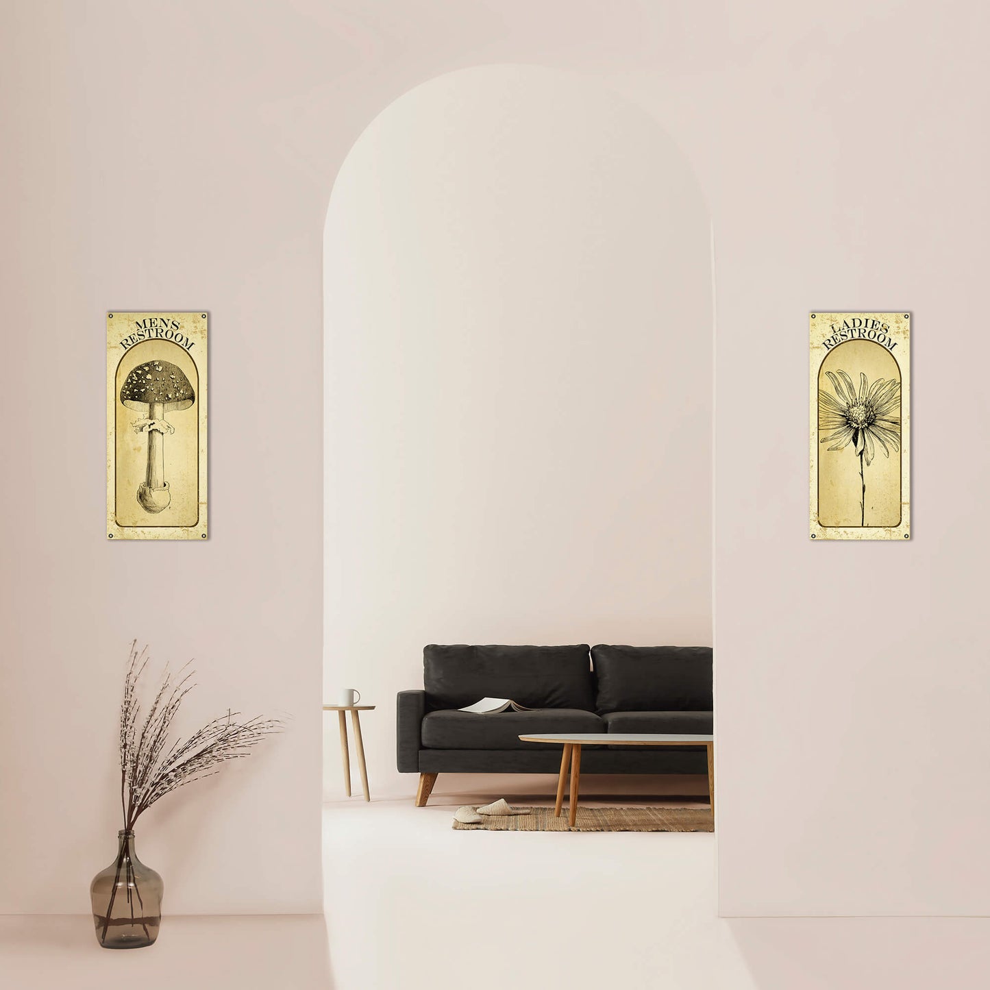 Ladies Restroom Flower - Wood & Metal Wall Art