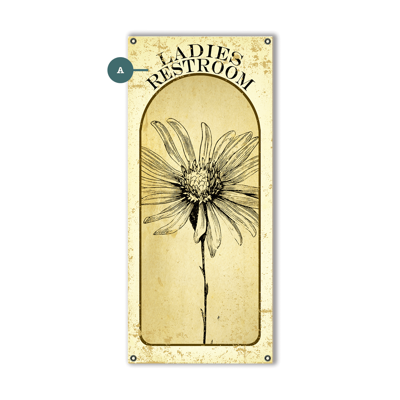 Ladies Restroom Flower - Wood & Metal Wall Art