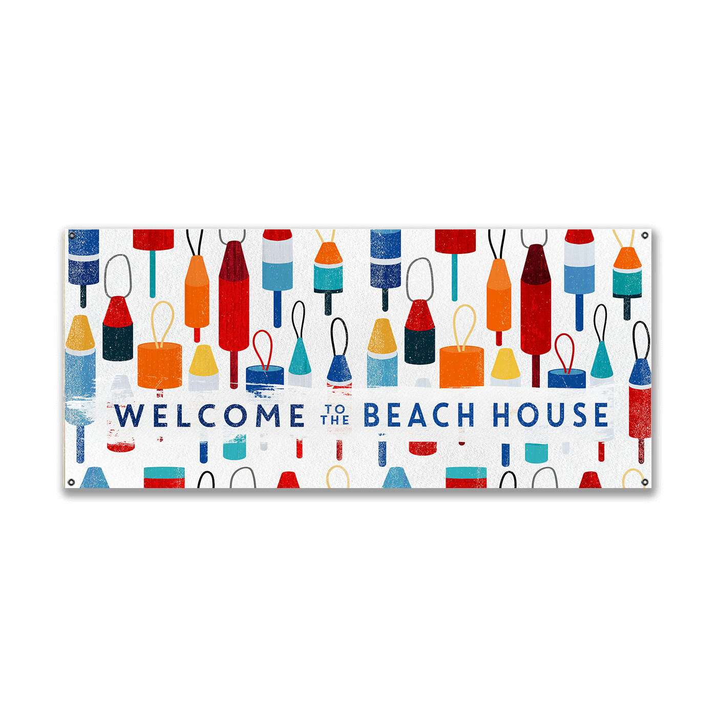 Beach House Buoy Welcome: Generic - Wood & Metal Wall Art