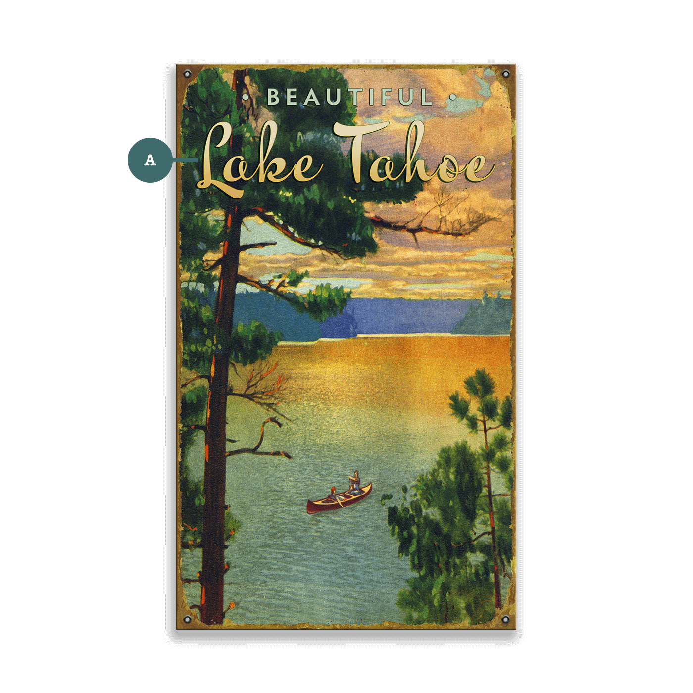 Beautiful Lake with Canoe - Wood & Metal Wall Art