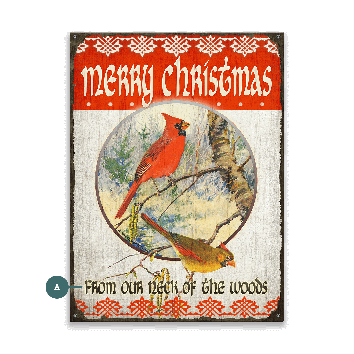 Merry Christmas Cardinals - Wood & Metal Wall Art