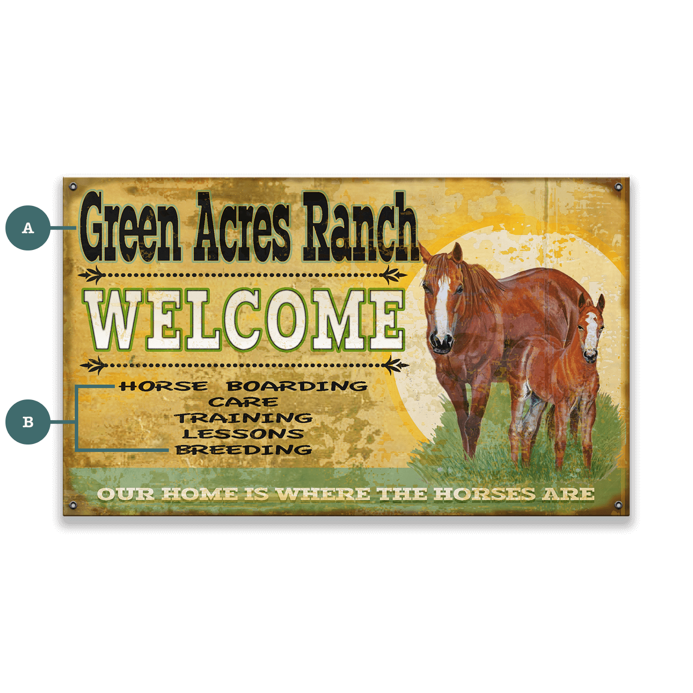 Welcome to the Horse Ranch - Wood & Metal Wall Art