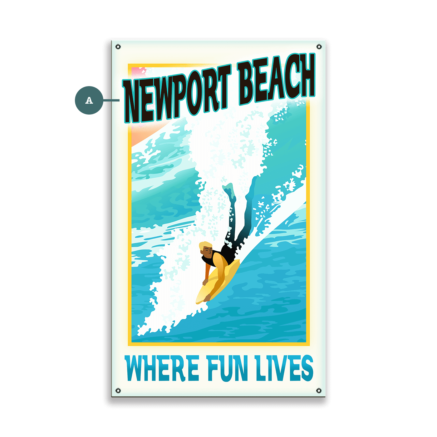Surf Poster: Where Fun Lives - Wood & Metal Wall Art