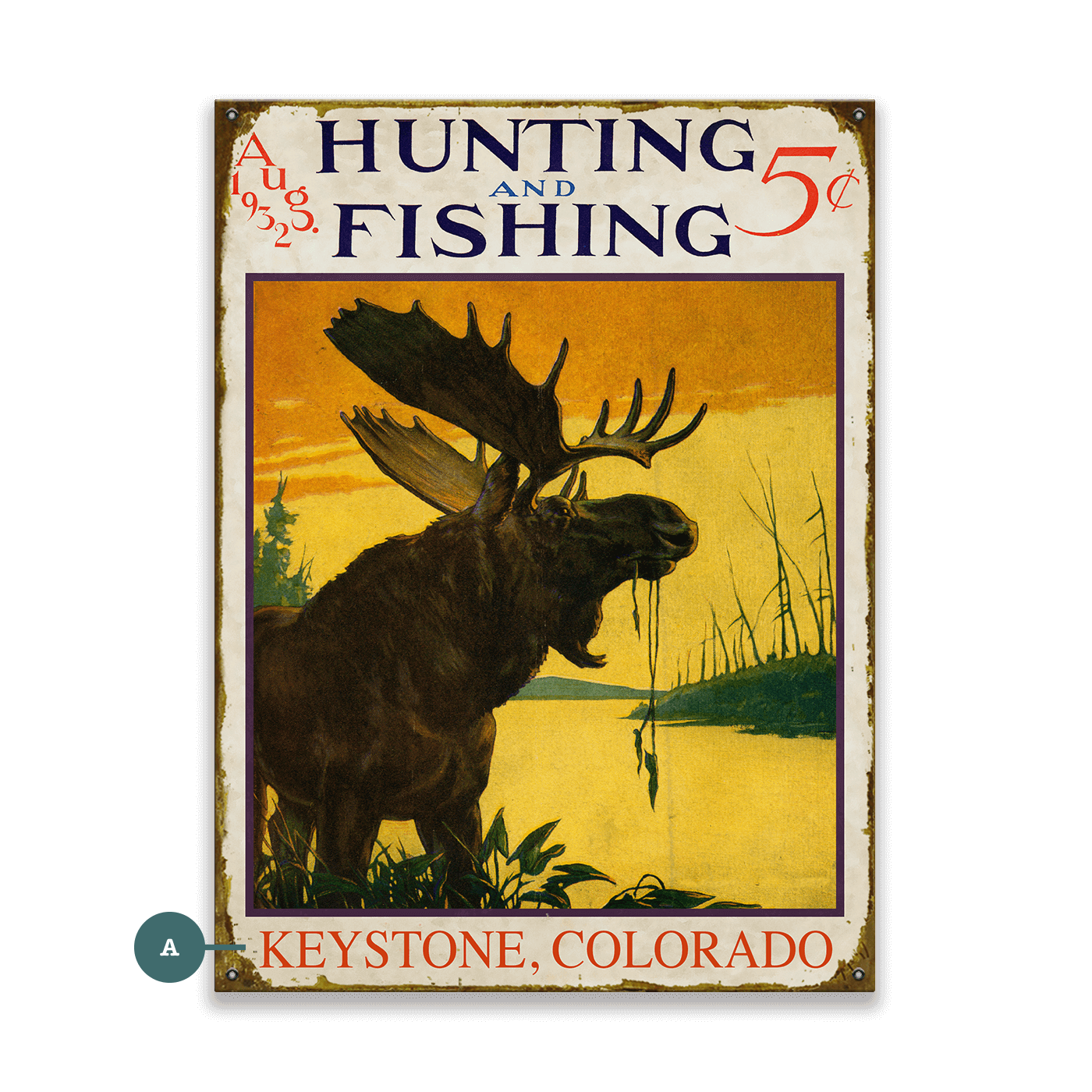 Hunting and Fishing Moose: Personalized - Wood & Metal Wall Art