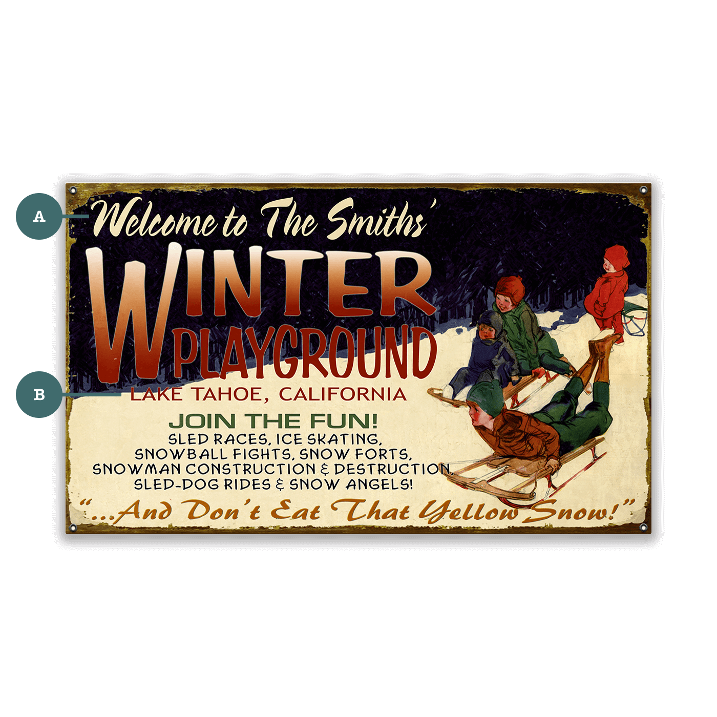 Yellow Snow: Personalized - Wood & Metal Wall Art