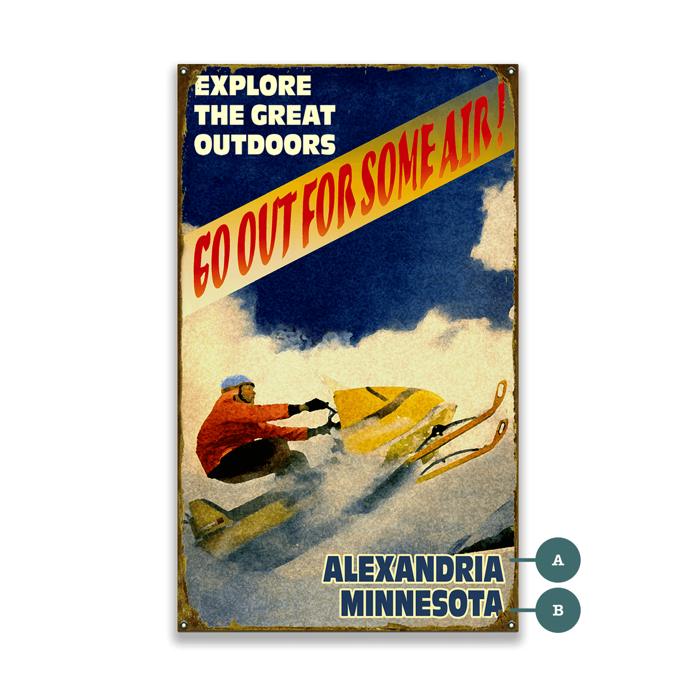 Go Out For Some Air Snowmobiler - Wood & Metal Wall Art