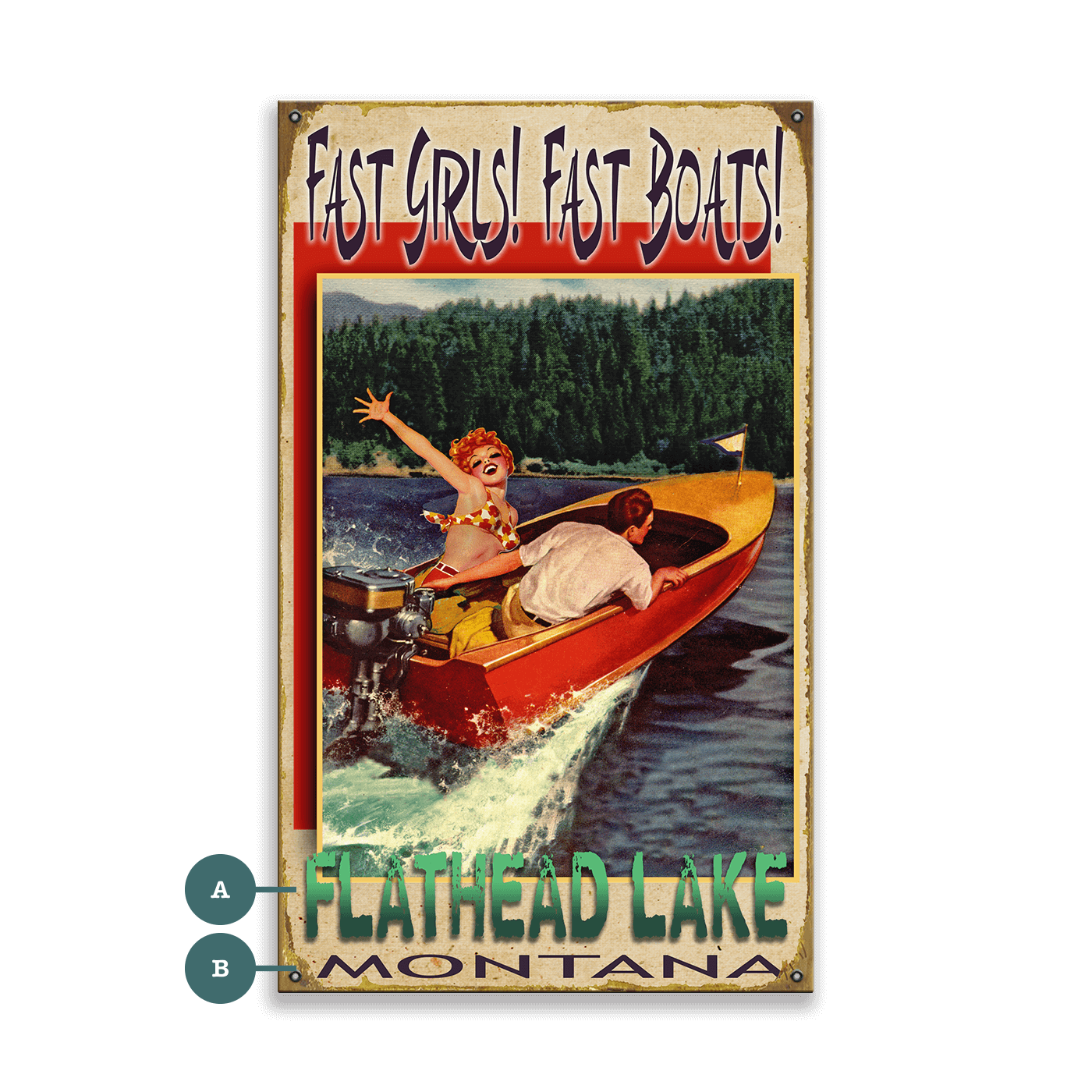 Fast Girls, Fast Boats: Lake - Wood & Metal Wall Art