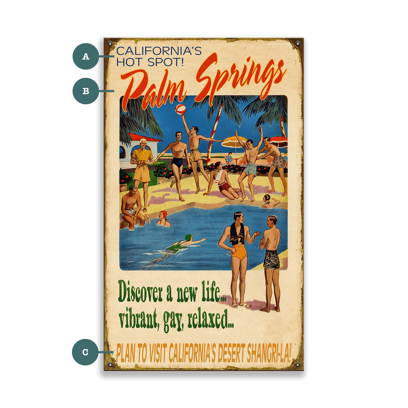 Poolside in Palm Springs - Wood & Metal Wall Art