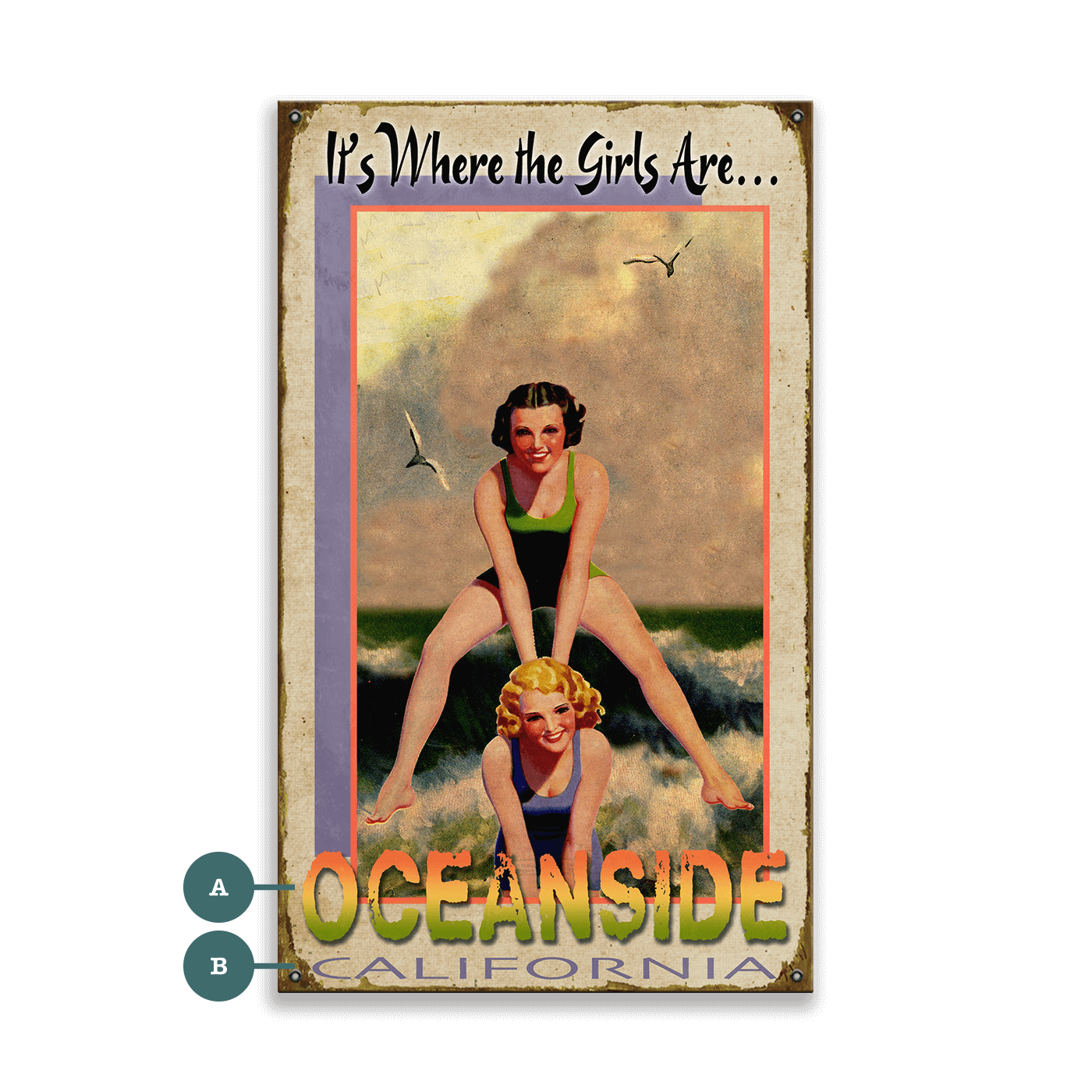 Where the Girls Are: Ocean - Wood & Metal Wall Art