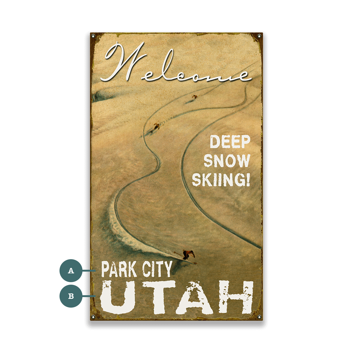 Deep Snow Skier - Wood & Metal Wall Art