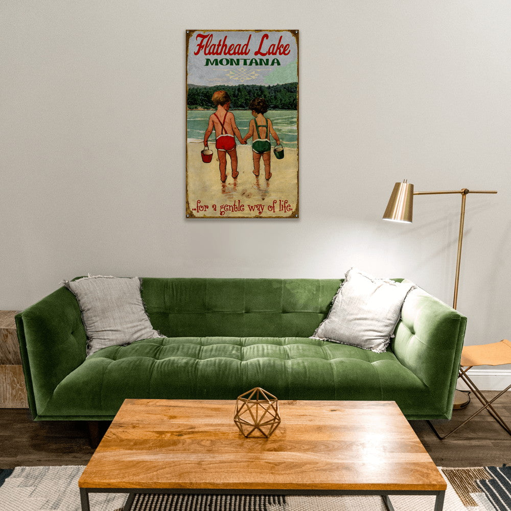 Hand in Hand: Children's Lake Time - Wood & Metal Wall Art