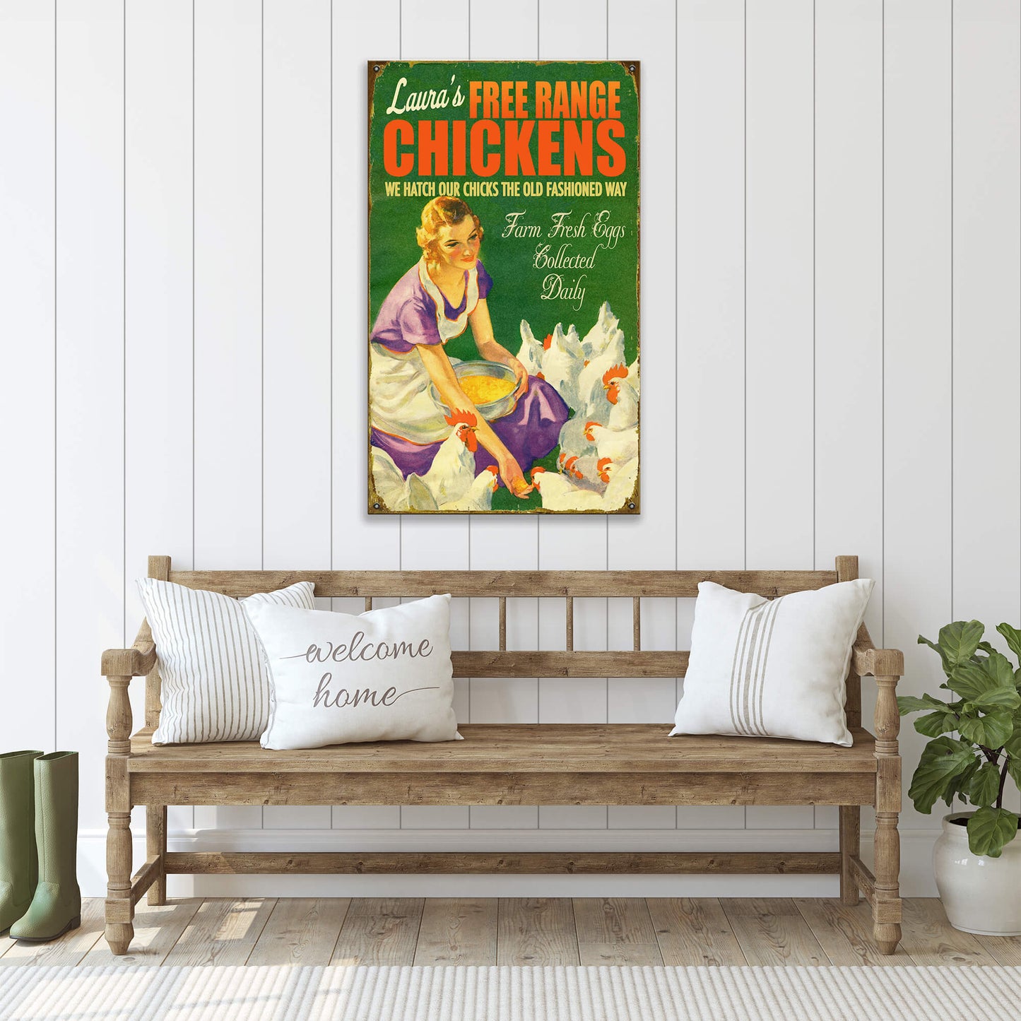 Free Range Chickens - Wood & Metal Wall Art