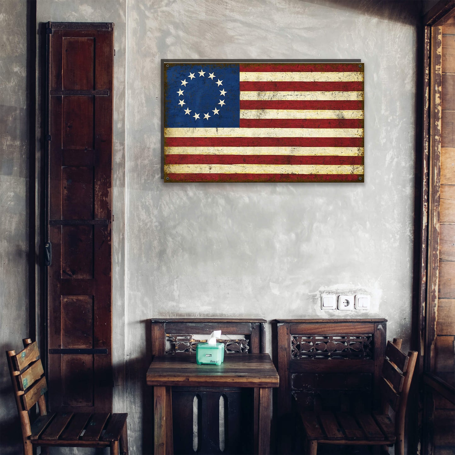 USA Flag: Betsy Ross Edition - Wood & Metal Wall Art