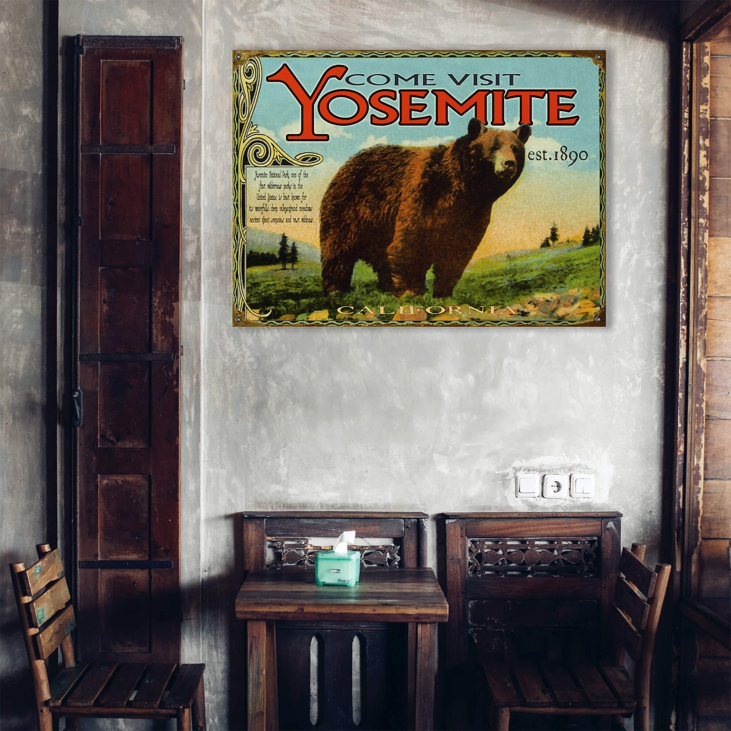 Yosemite: Bear & Meadow Scene - Wood & Metal Wall Art