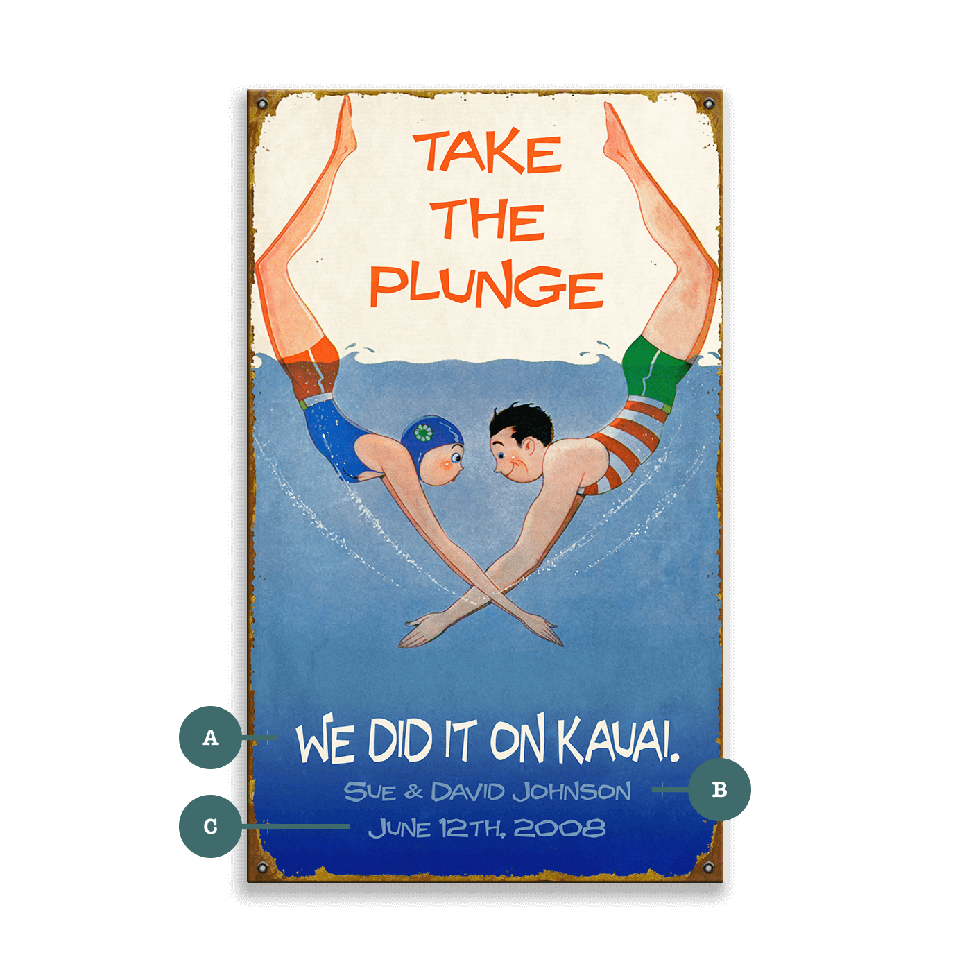 Take the Plunge Diving Couple - Wood & Metal Wall Art