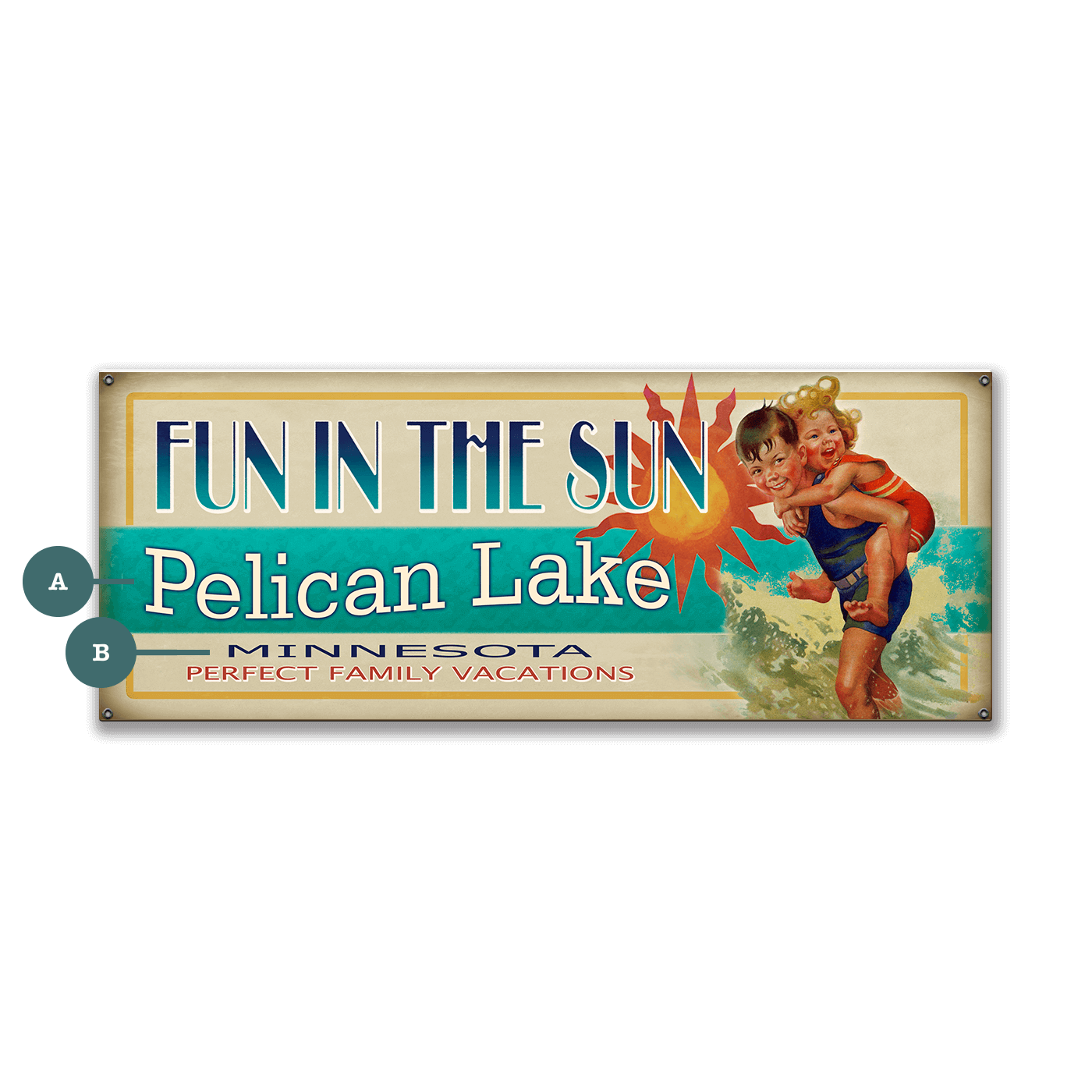 Fun in the Sun Children - Wood & Metal Wall Art