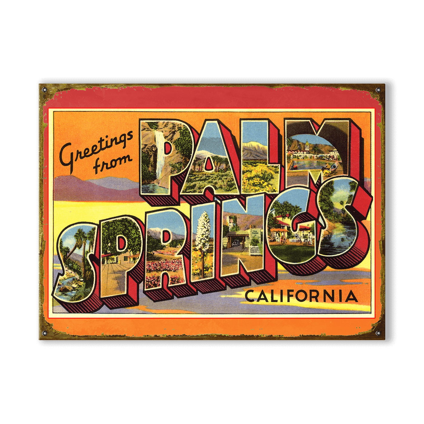 Greetings from Palm Springs - Wood & Metal Wall Art