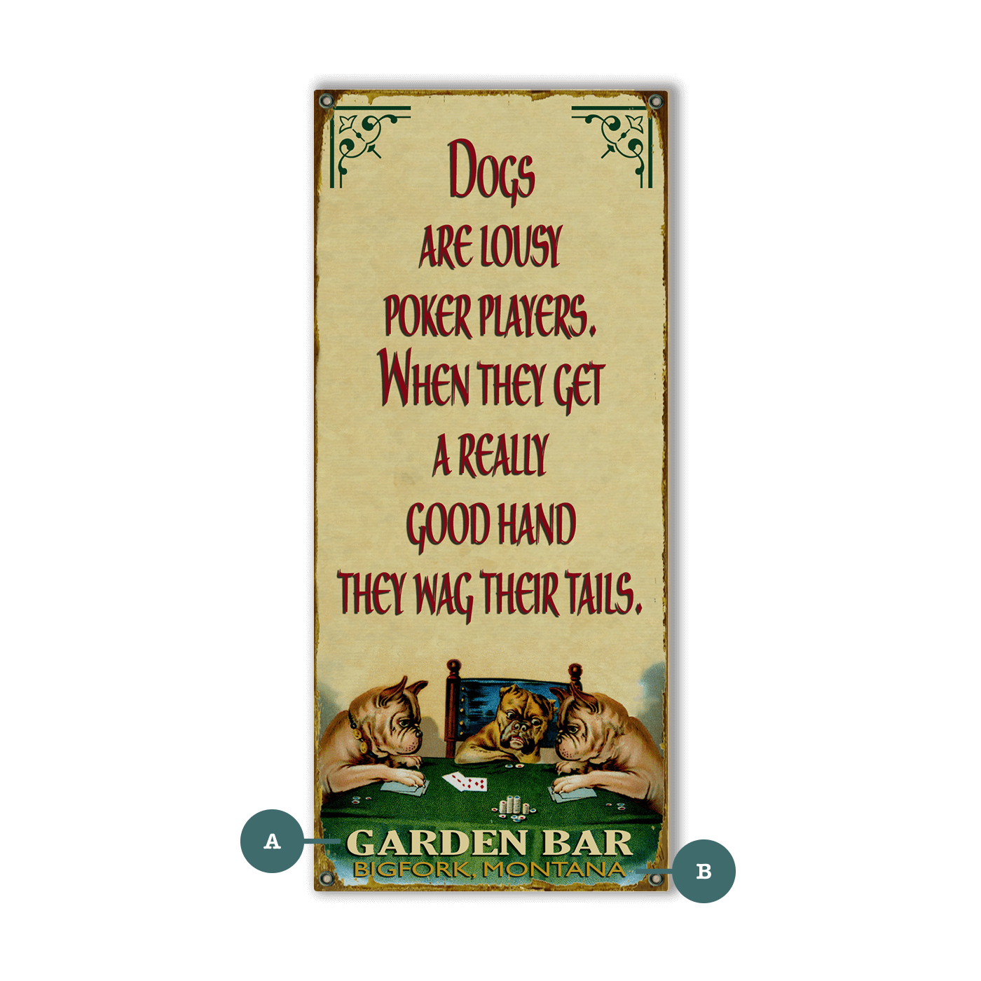 English Bulldog Poker - Wood & Metal Wall Art