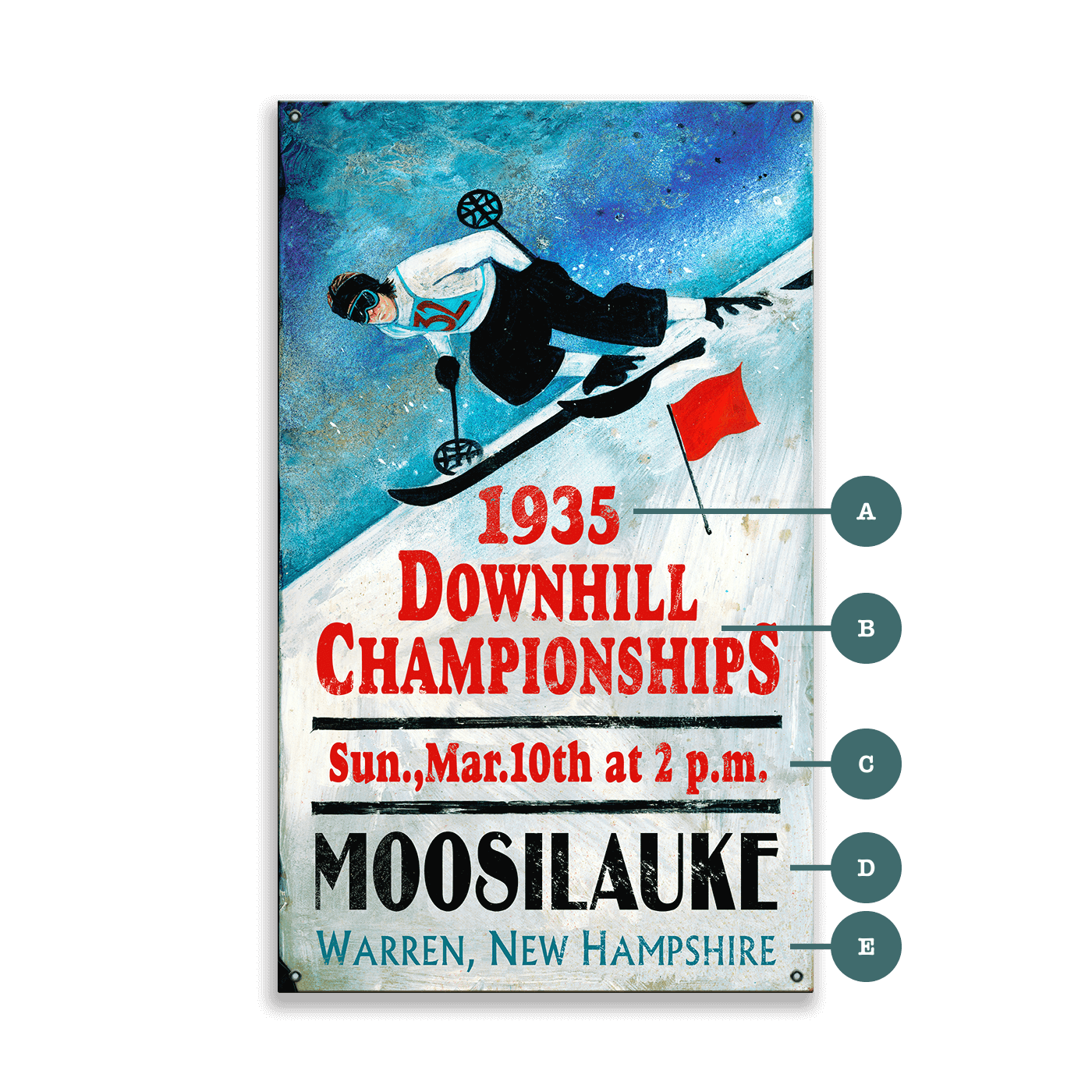Downhill Ski Championships - Wood & Metal Wall Art