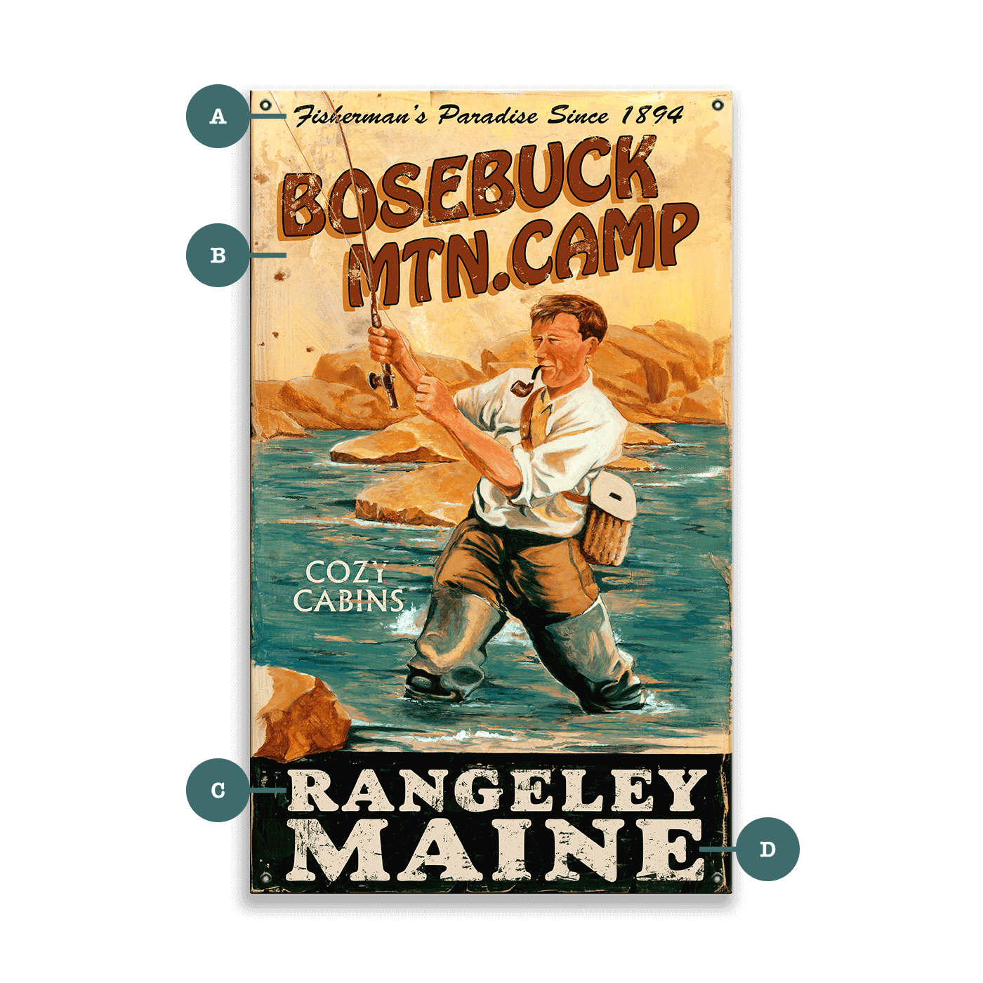 Bosebuck Mountain Camp - Wood & Metal Wall Art