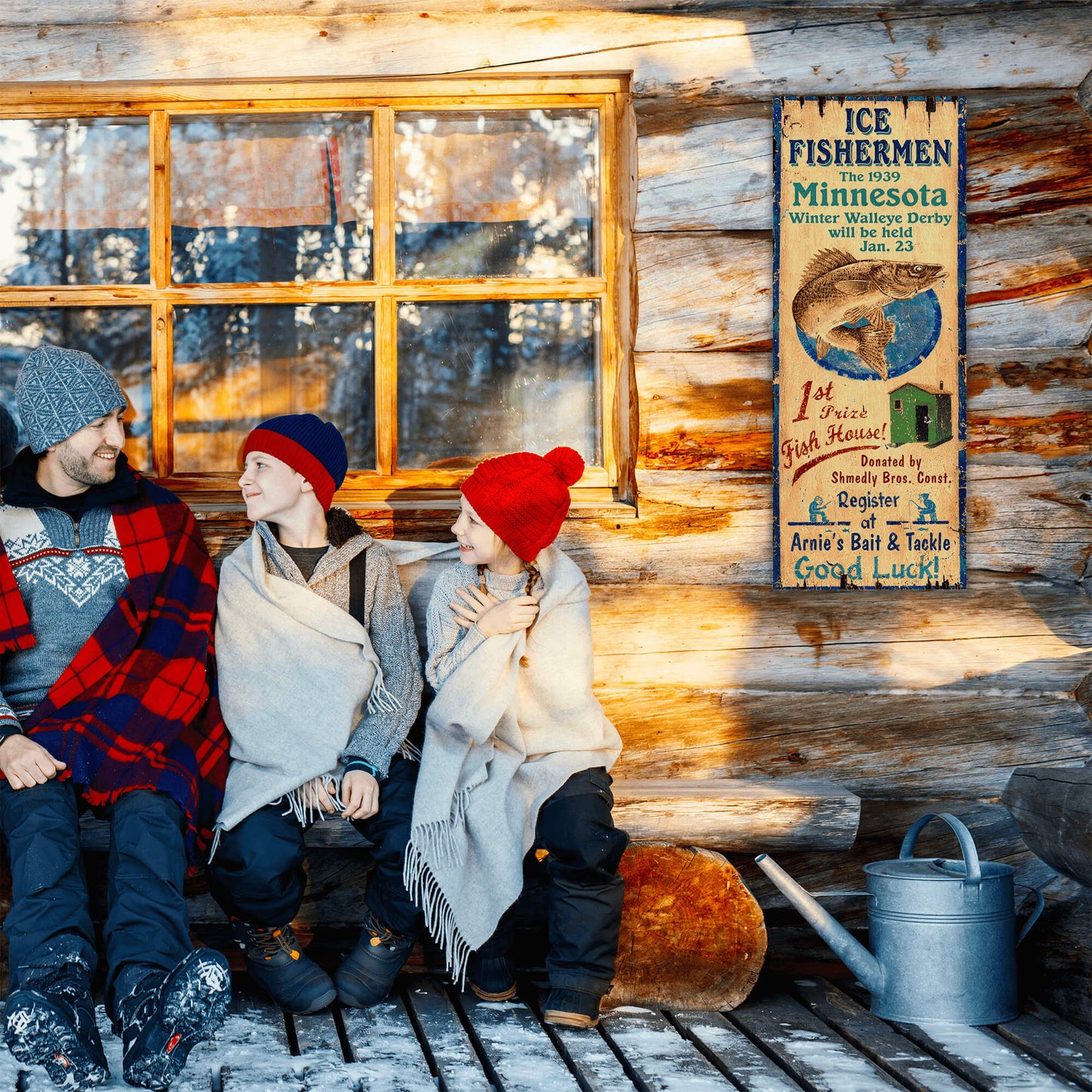 Ice Fishermen - Wood and Metal Wall Art