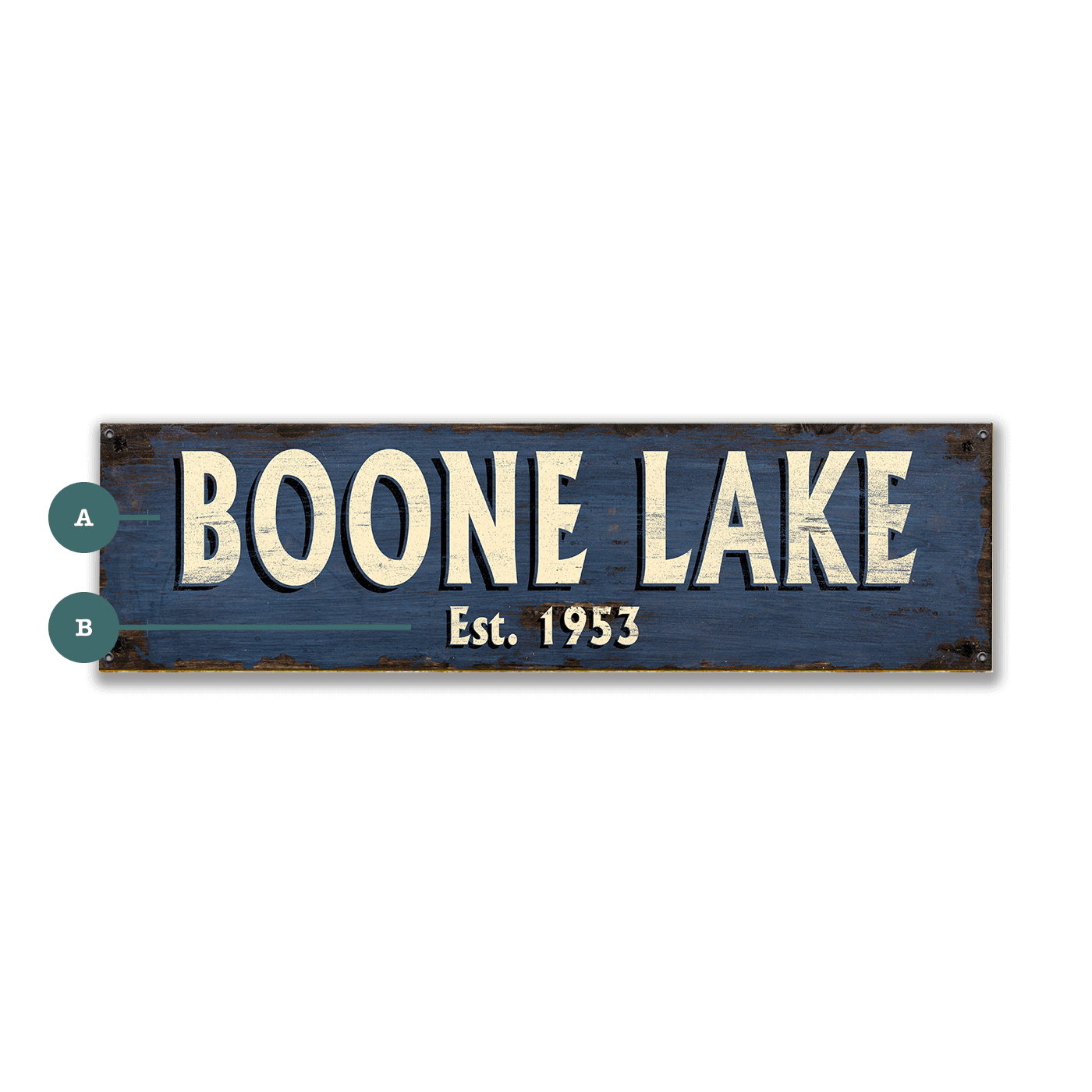 Old Town Charm Sign: Blue - Wood & Metal Wall Art