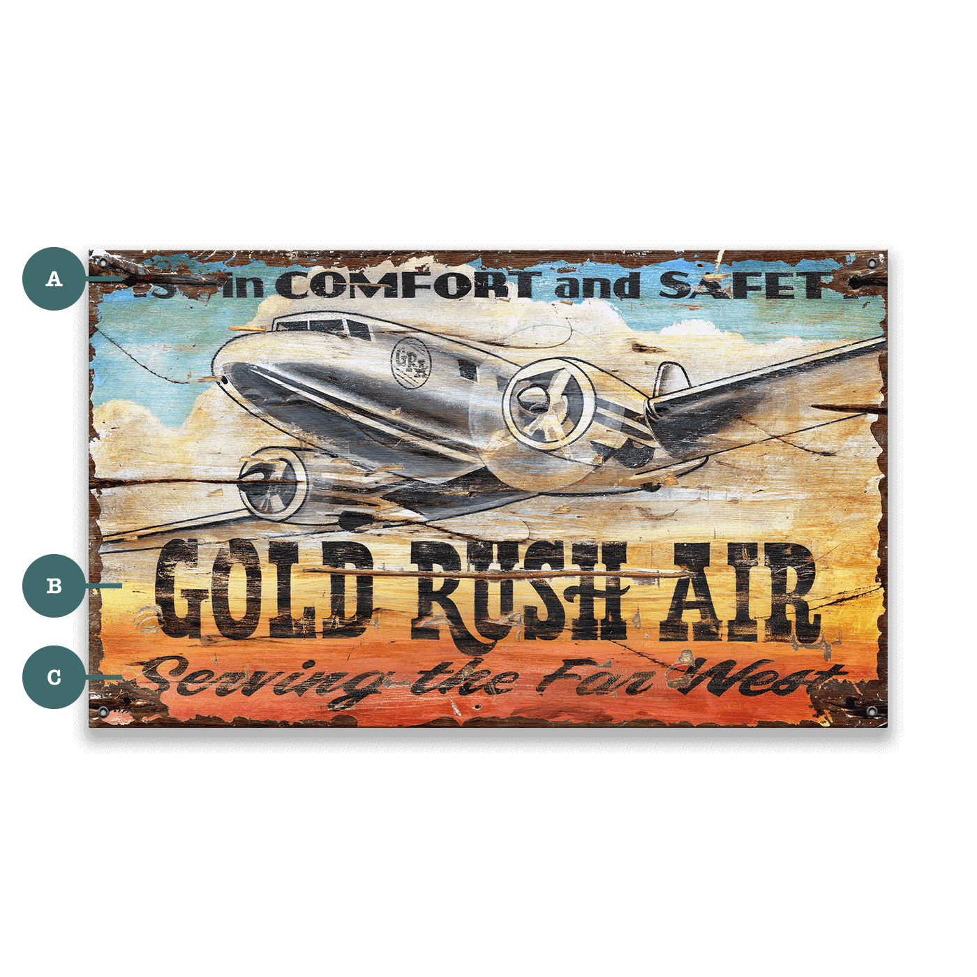 Gold Rush Air - Wood & Metal Wall Art