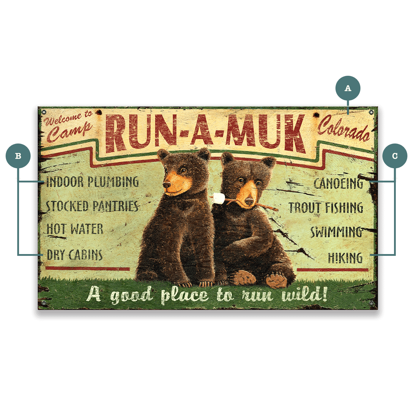 Camp Run-a-Muk - Wood & Metal Wall Art