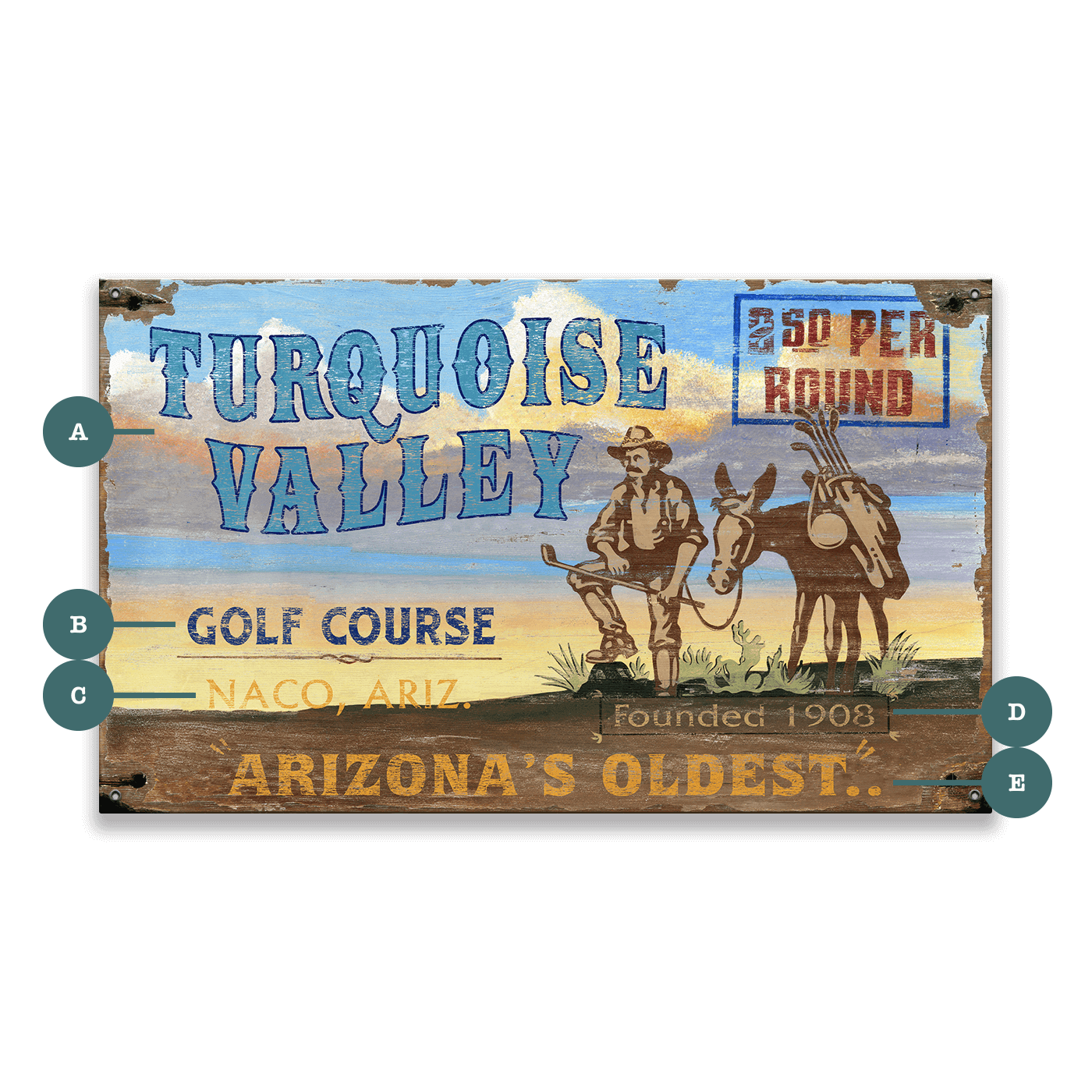 Turquoise Valley Golf Course - Wood & Metal Wall Art