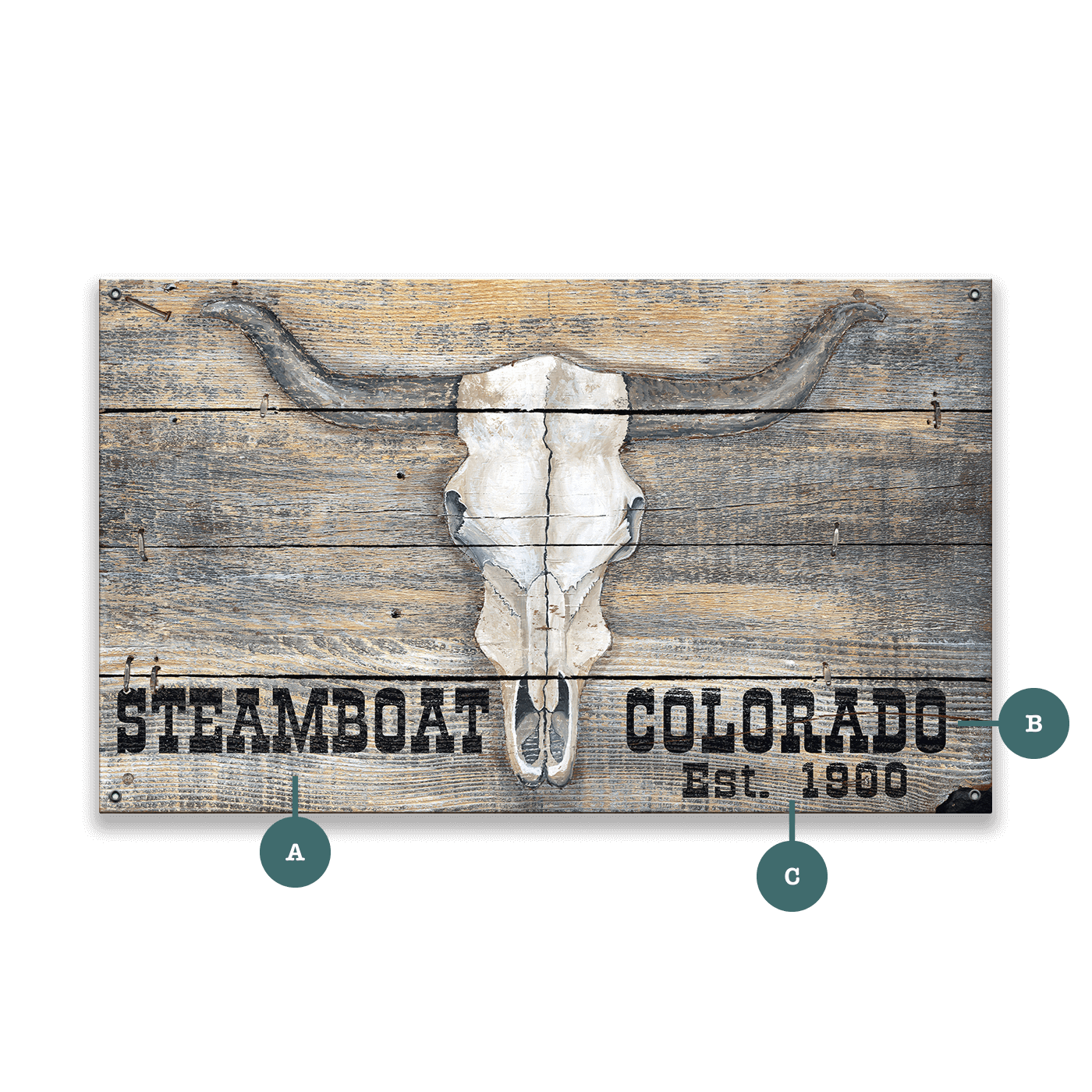 Longhorn Skull - Wood & Metal Wall Art