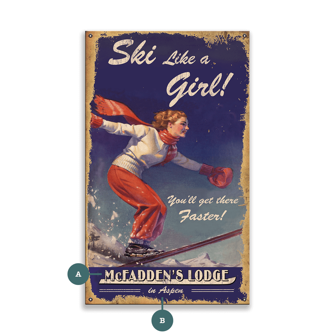 Ski Like a Girl - Wood & Metal Wall Art
