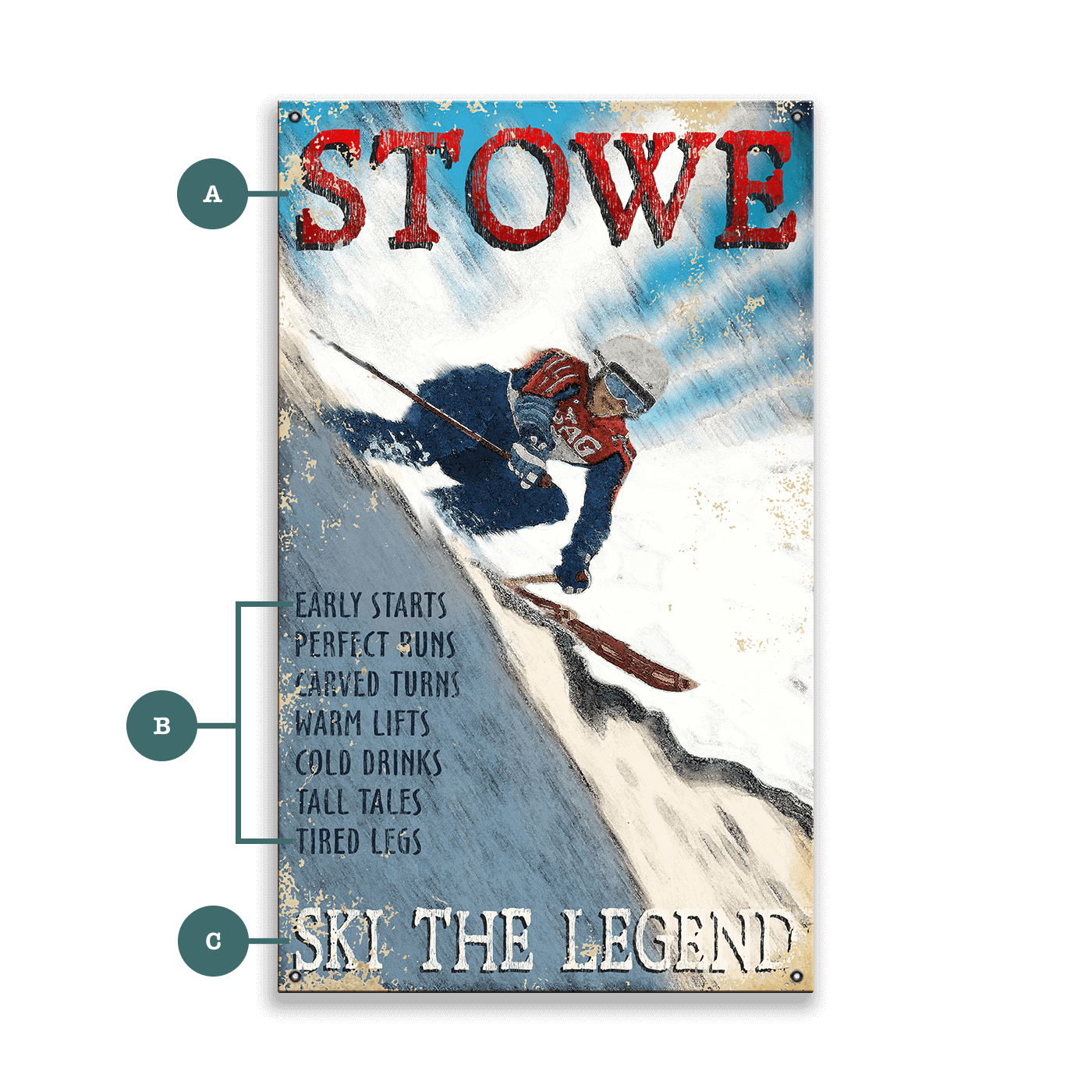 Ski the Legend - Wood & Metal Wall Art