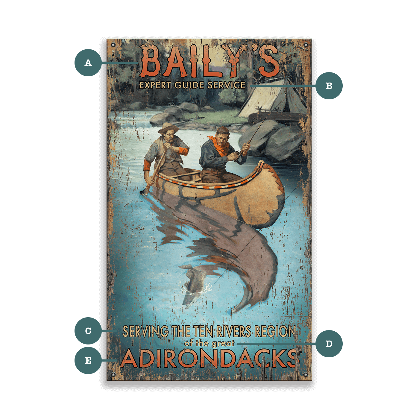 Baily's Guide Service: Distressed Finish - Wood & Metal Wall Art