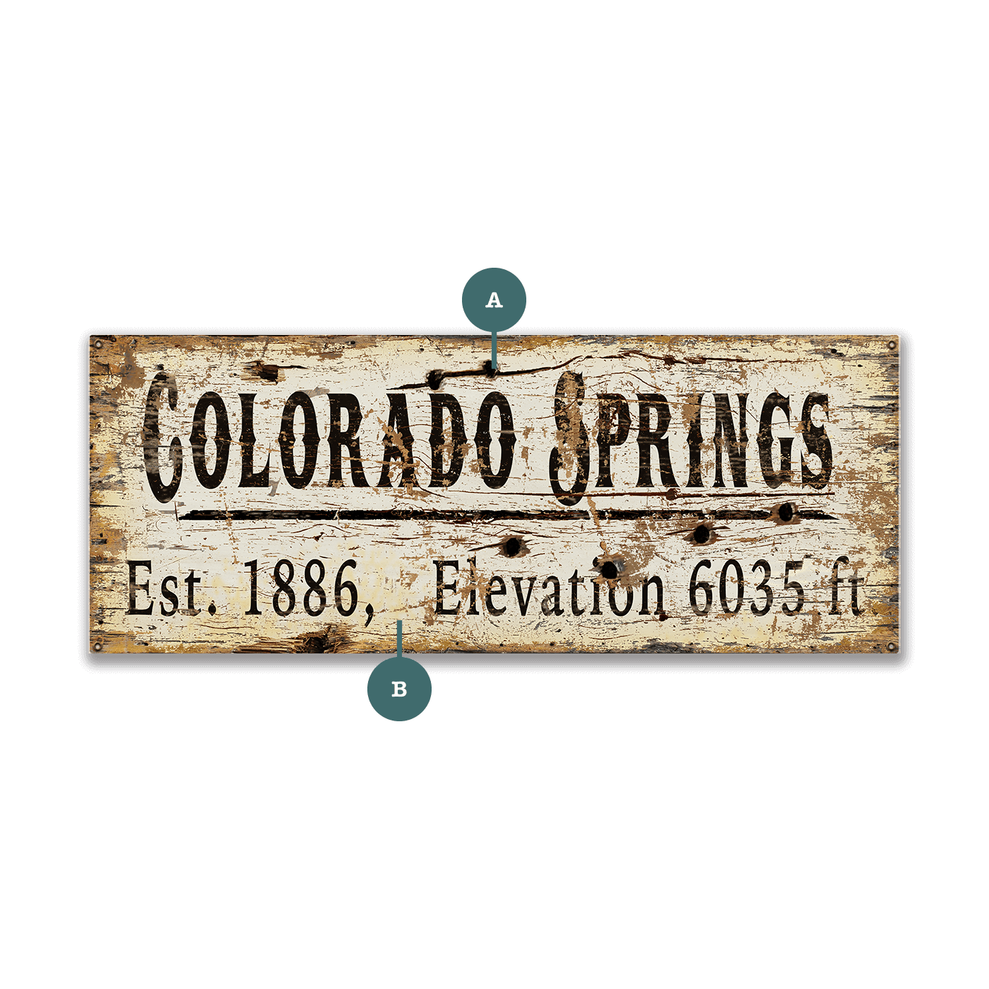 Colorado Springs Established & Elevation - Wood & Metal Wall Art