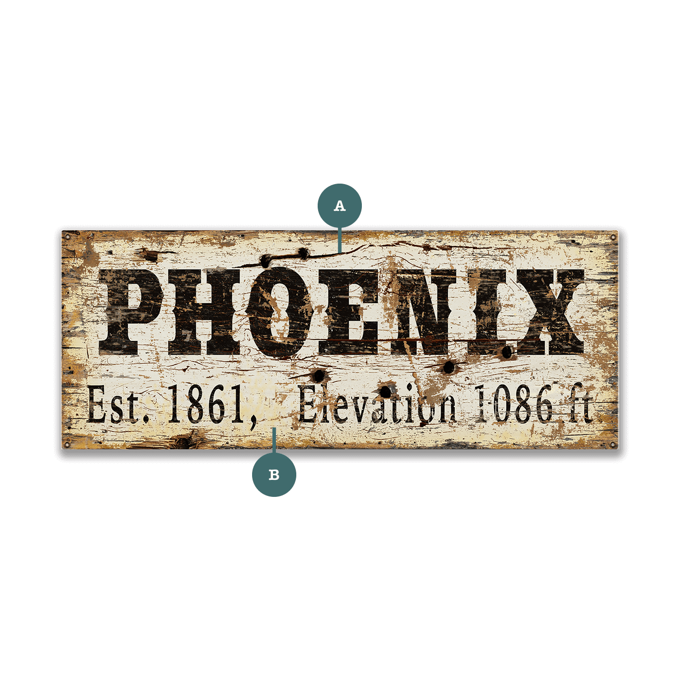 Phoenix Established & Elevation - Wood & Metal Wall Art