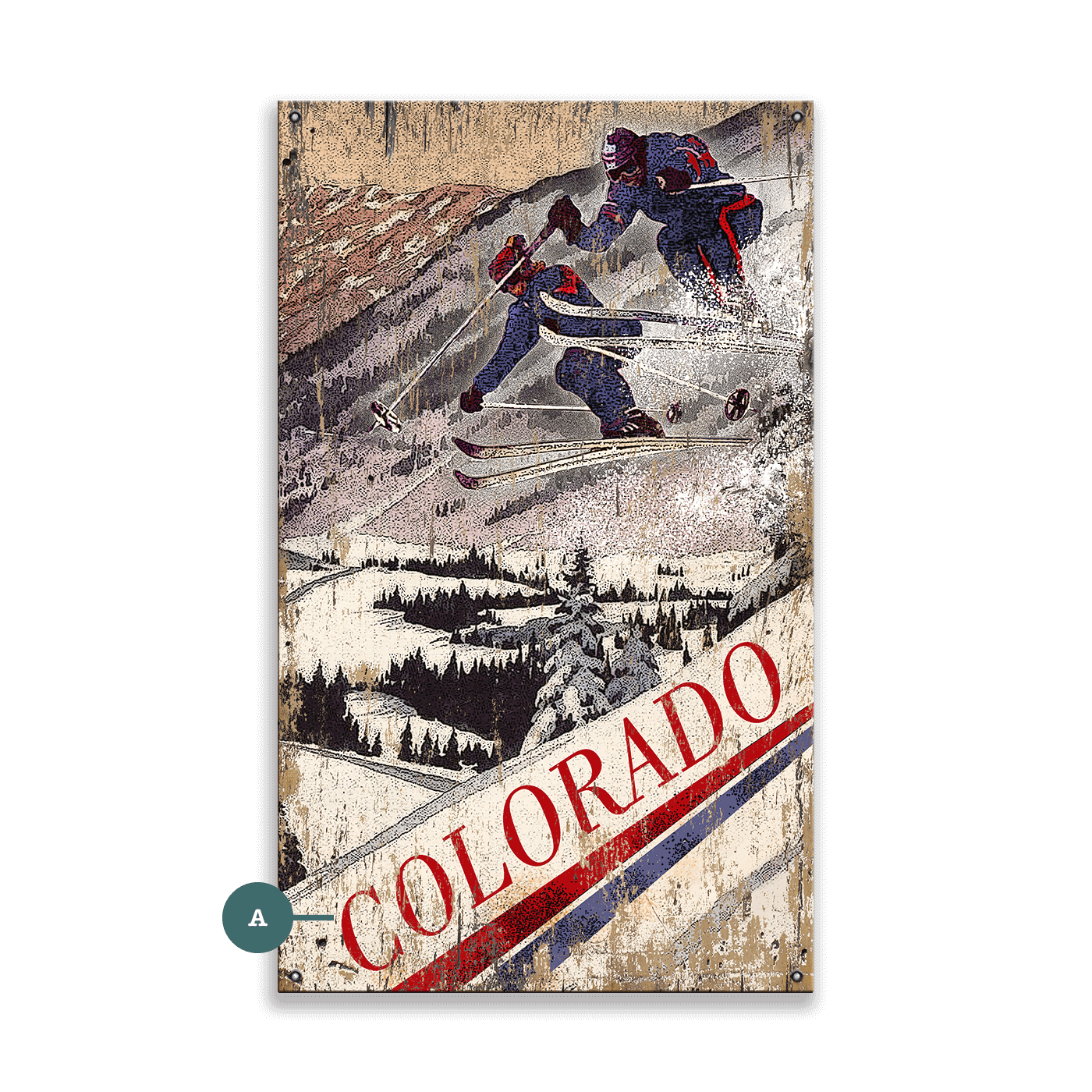Mountain Ski Rush - Wood & Metal Wall Art