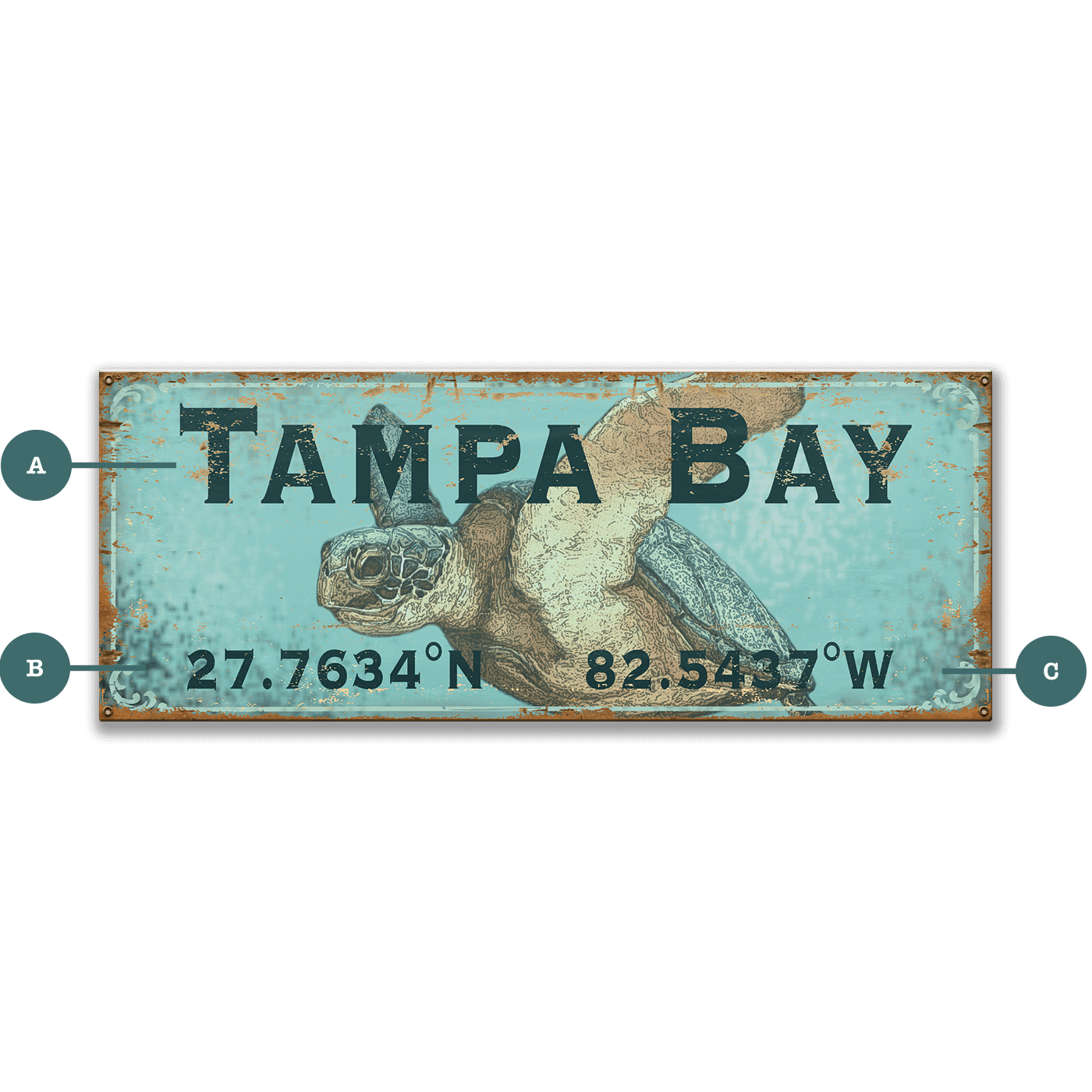 Sea Turtle Latitude - Wood & Metal Wall Art